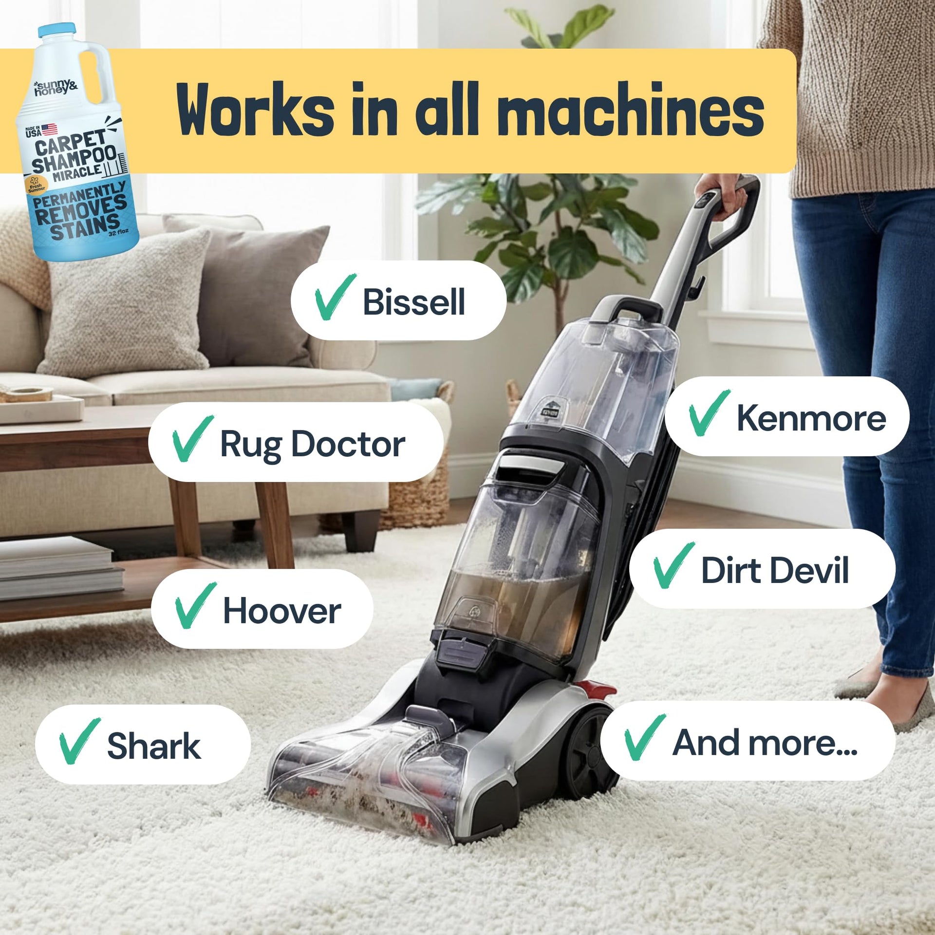 Carpet Cleaner Shampoo Solution for Machines (32 Fl Oz) - ModHome Supplies