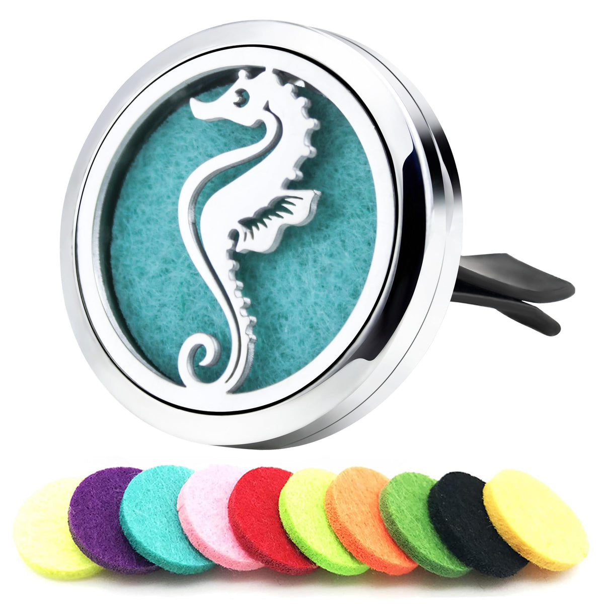 Car Essential Oil Diffuser Vent Clip Car Diffuser Vent Clips Hippocampus Air Freshener 10 Felt Pads Car Accessories for Women Gifts