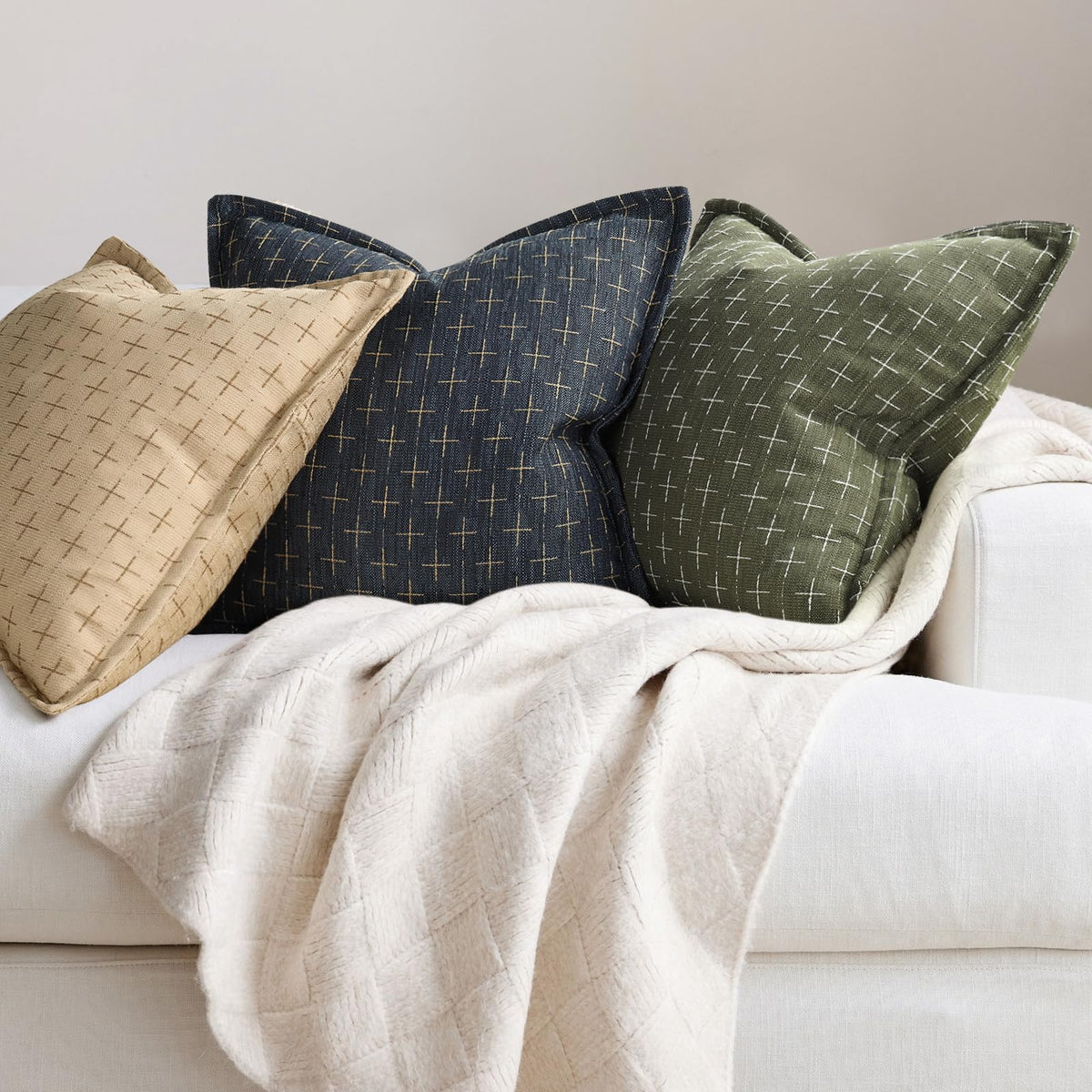 12x20 Pillow Covers Set of 2 Soft Polyester Textured Pillow Covers with Stylish Flange Edge Cozy Farmhouse Throw Pillows for Couch Bed Sofa Living Room (2 Count)