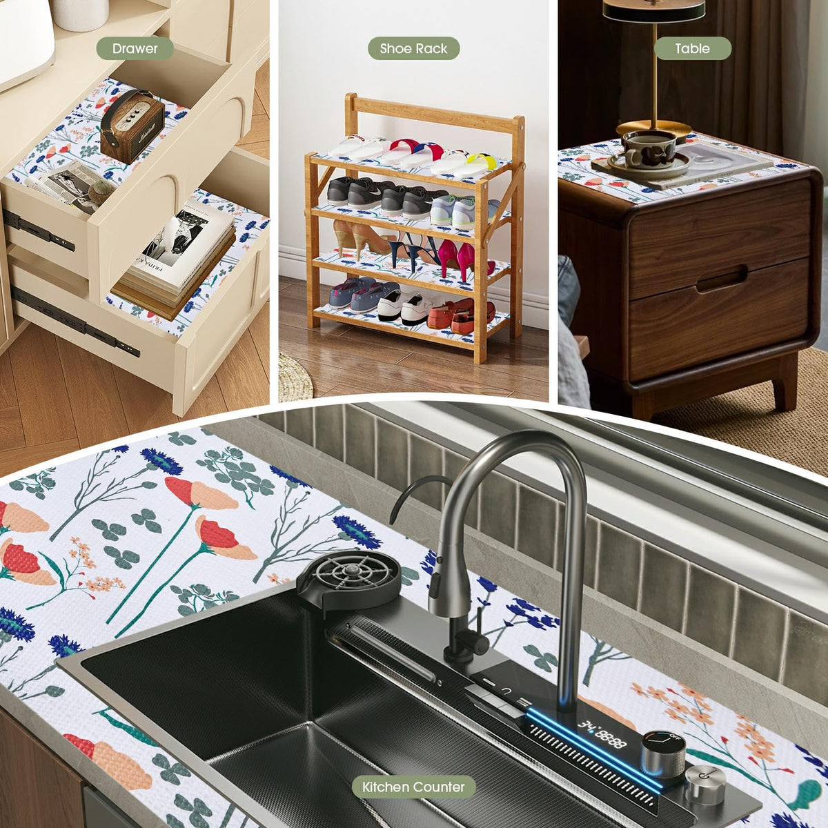 Floral Kitchen Cabinet Shelf Liner (240 Sq Ft)