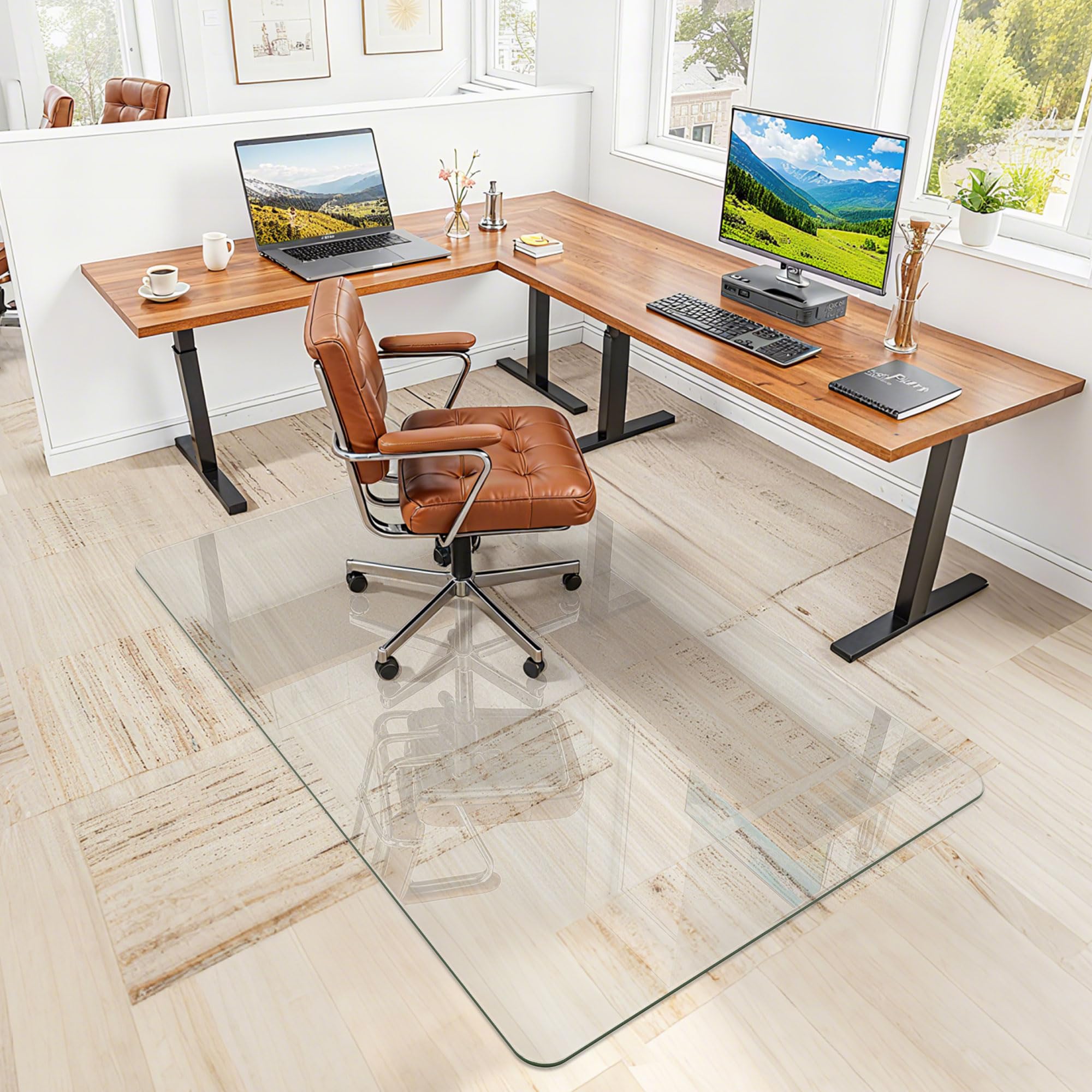 48"x72" Tempered Glass Chair Mat for Carpet & Hardwood Floors