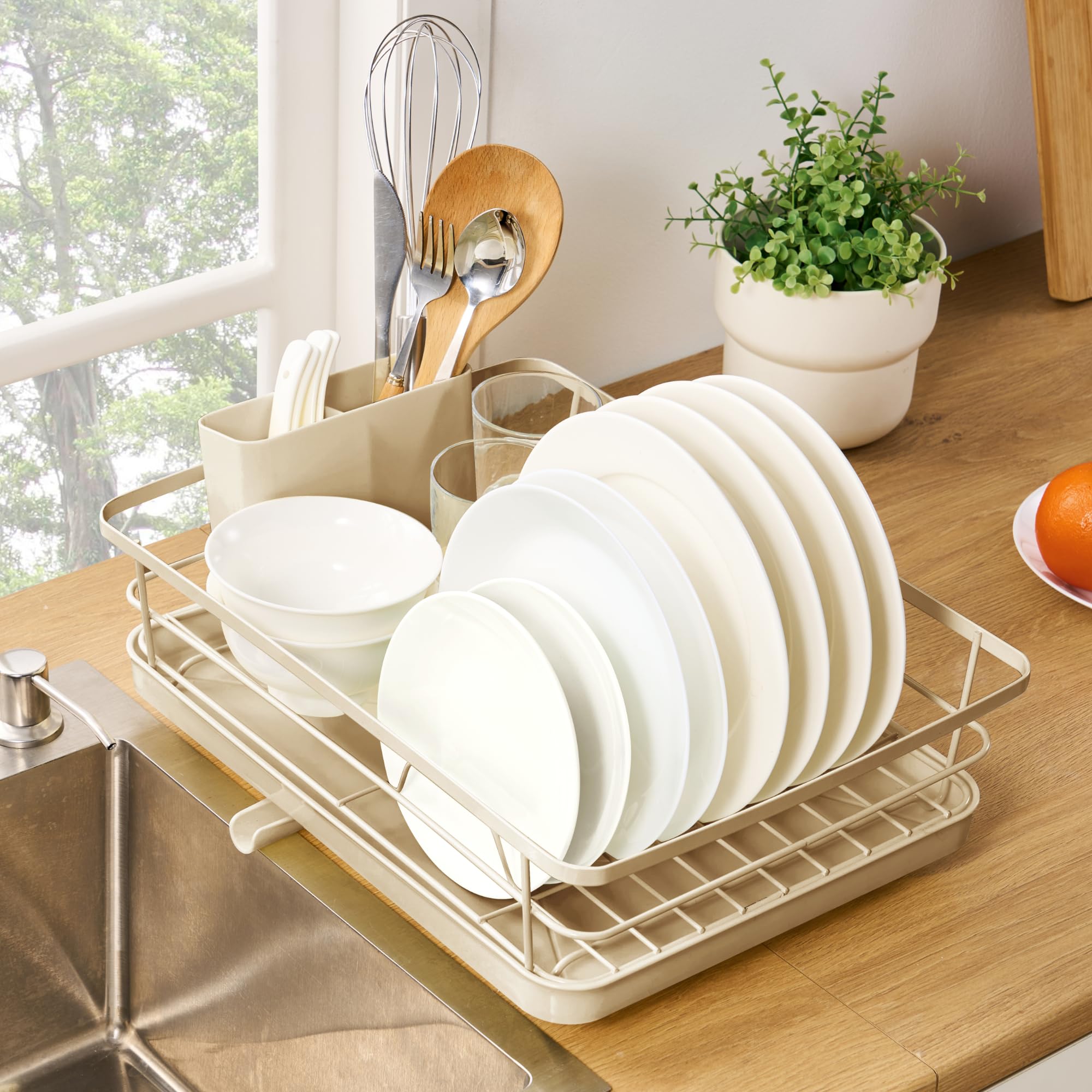 Dish Drying Rack 3 Piece Dish Drainer with Drainboard Set for Kitchen Counter