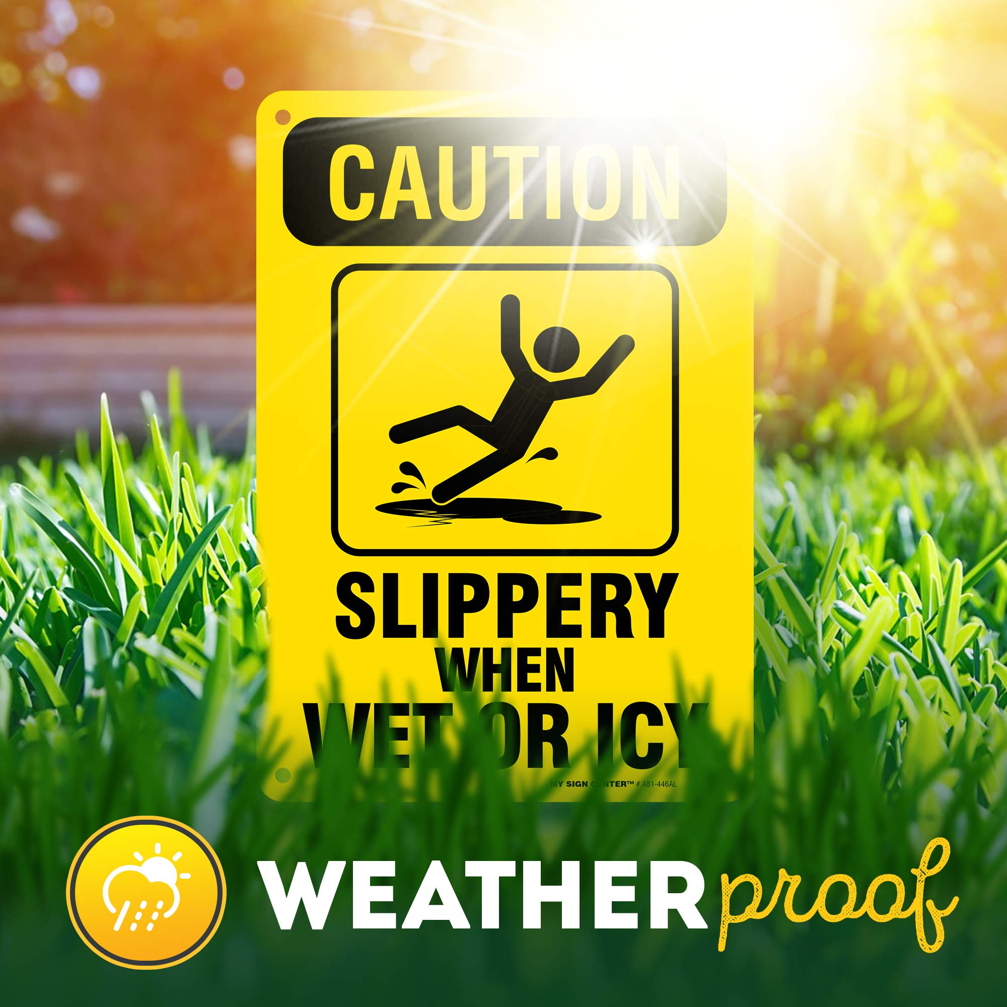 Caution Slippery When Wet Sign or ICY Sign