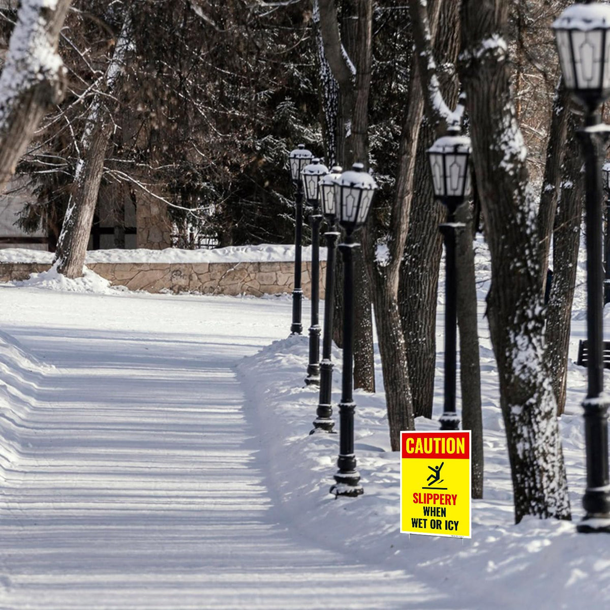 Caution Slippery When Wet or ICY Sign