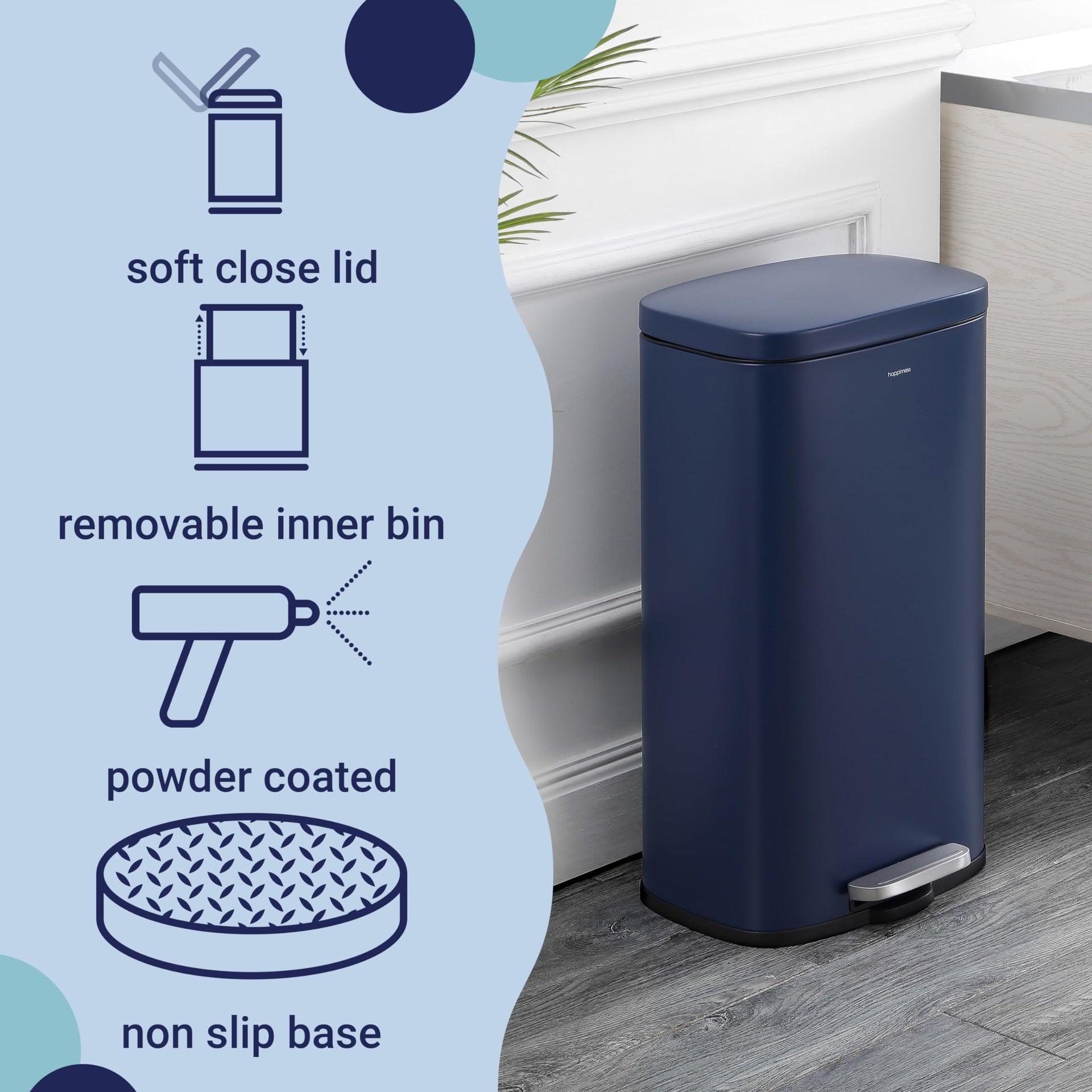Curtis 8 Gal Step Trash Can Soft Close 25"