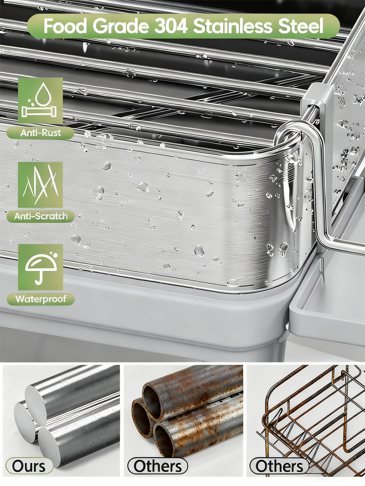 Dish Racks Thicker Premium 304 Stainless Steel Dish Drying Rack for Kitchen Counter