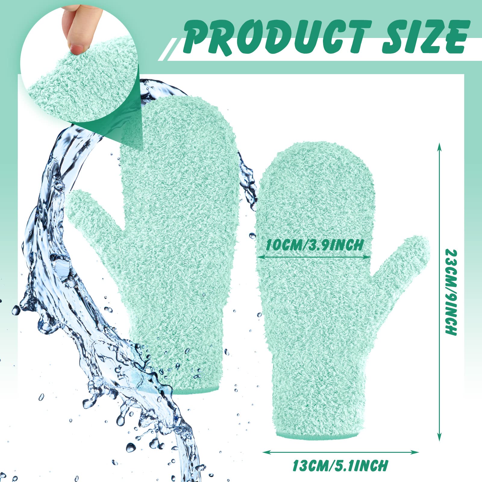 4 Pair Microfiber Dusting Mittens Reusable Women Cleaning Mittens with Thumb for Kitchen