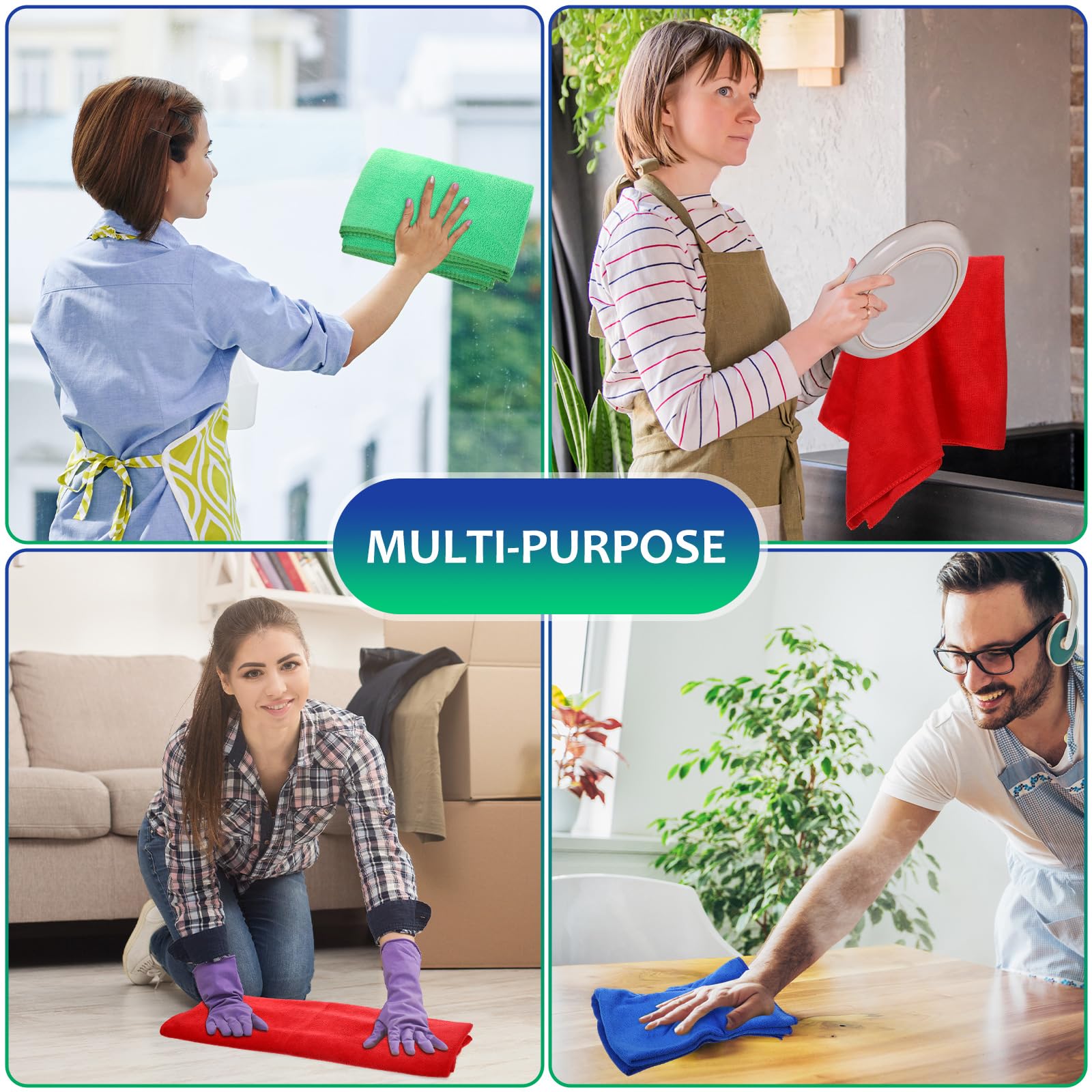 3 Pcs Extra Large Microfiber Cleaning Cloth 30" x 20" Washable Reusable Microfiber Towel Streak Free Lint Free Cloth for Cleaning Home Glass Office Window Bathrooms