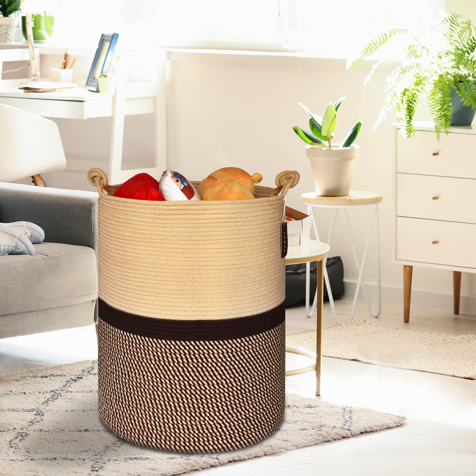 Tall Woven Blanket & Laundry Basket