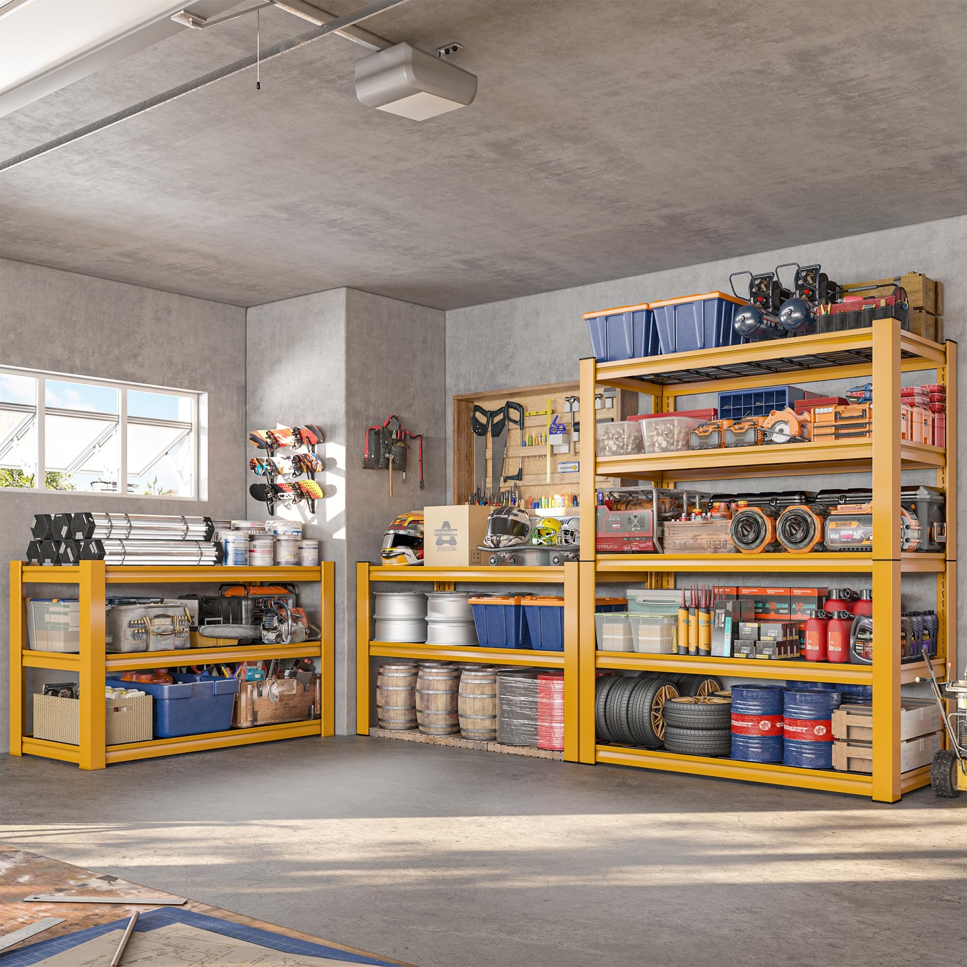 72''H Garage Shelving 3010 LBS Storage Shelves Adjustable Metal Shelving 5 Tier Metal Shelves for Storage Industrial Shelf for Kitchen Pantry Warehouse Basement 72" HX35.5 WX16 D (4 Count)