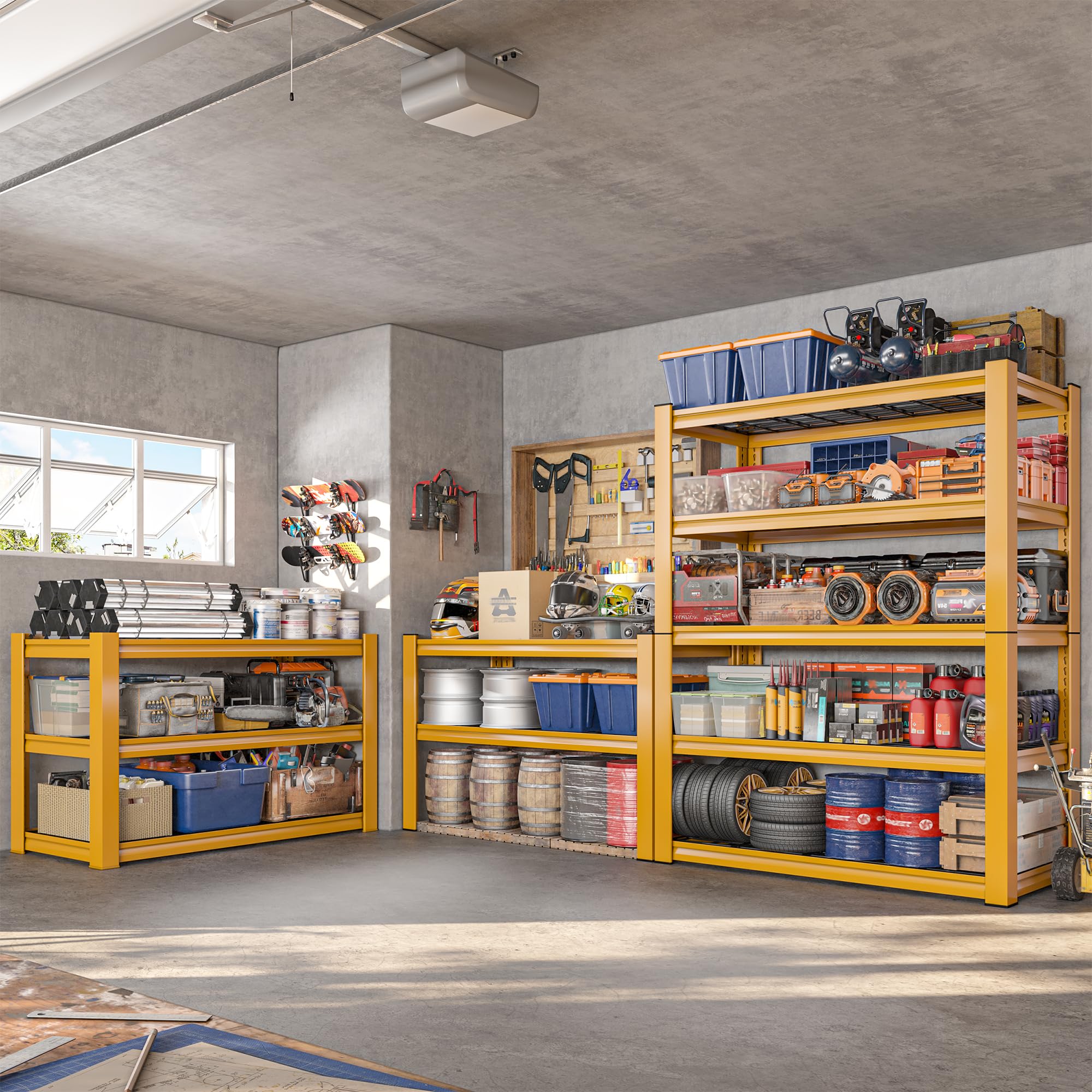72''H Garage Shelving 3010 LBS Storage Shelves Adjustable Metal Shelving 5 Tier Metal Shelves for Storage Industrial Shelf for Kitchen Pantry Warehouse Basement 72" HX35.5 WX16 D (4 Count)