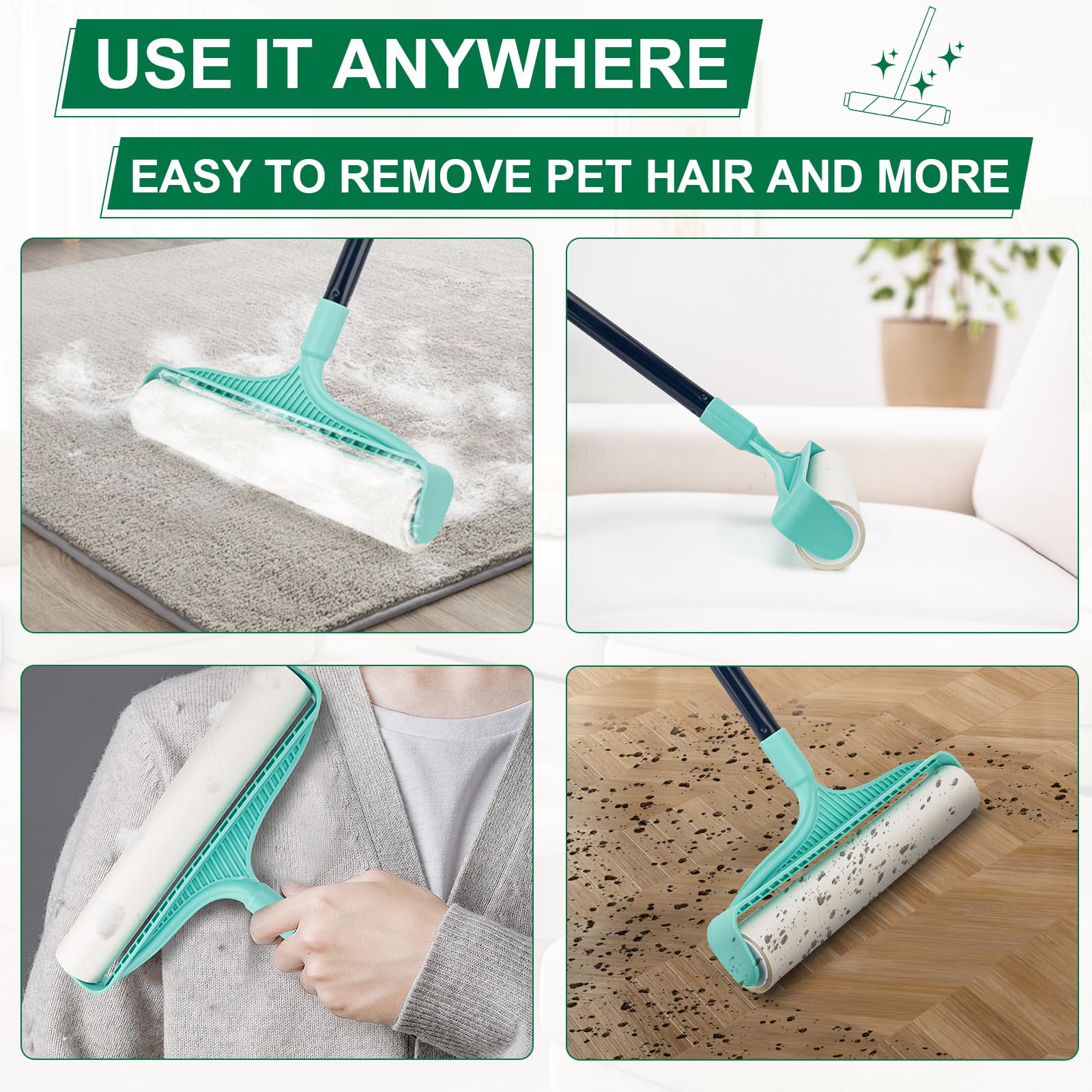Large Lint Rollers for Pet Hair Extra Sticky (270 Count)
