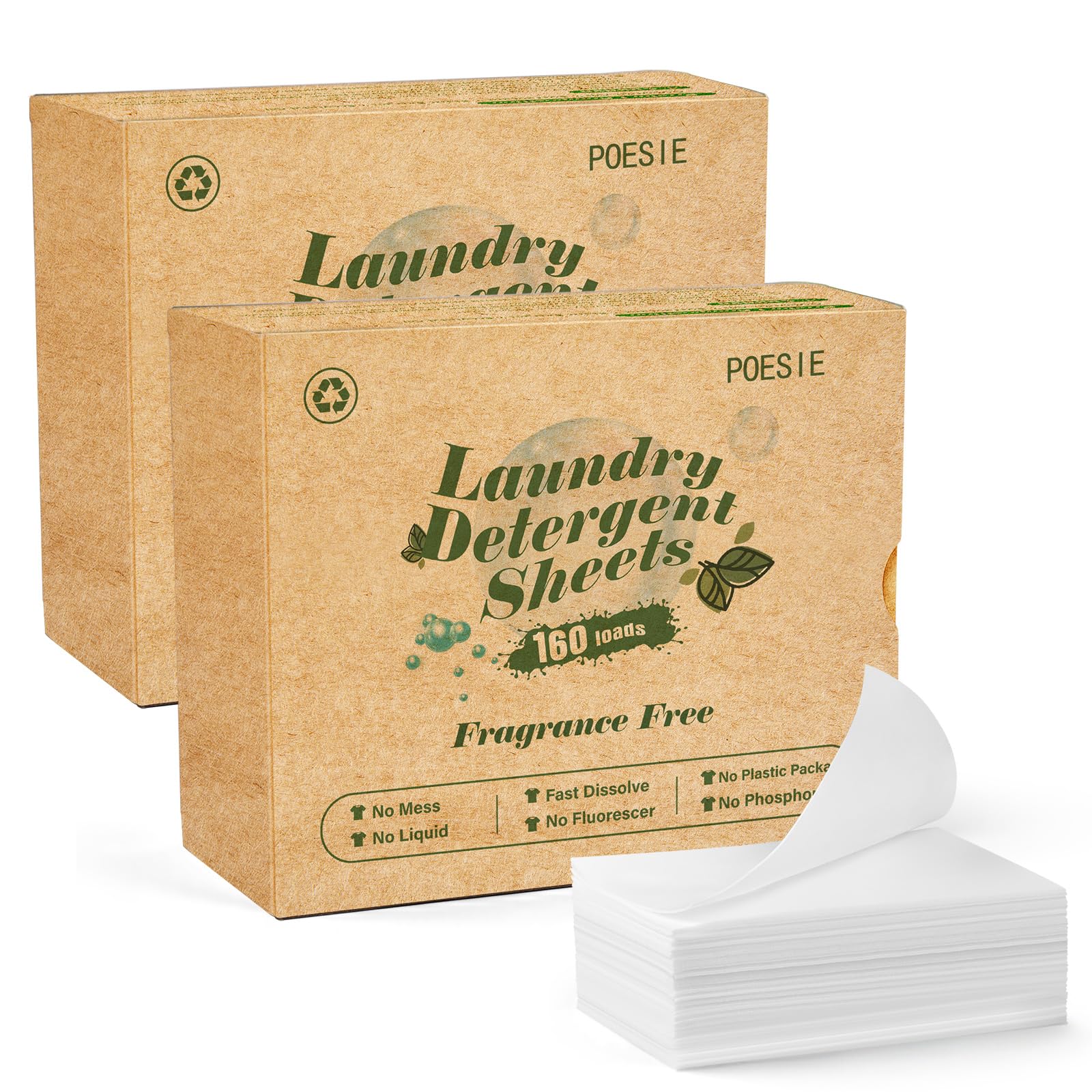 Laundry Detergent Sheets Fragrance Free 320 Sheets Liquid Free Travel Laundry Soap Non (320 Count)