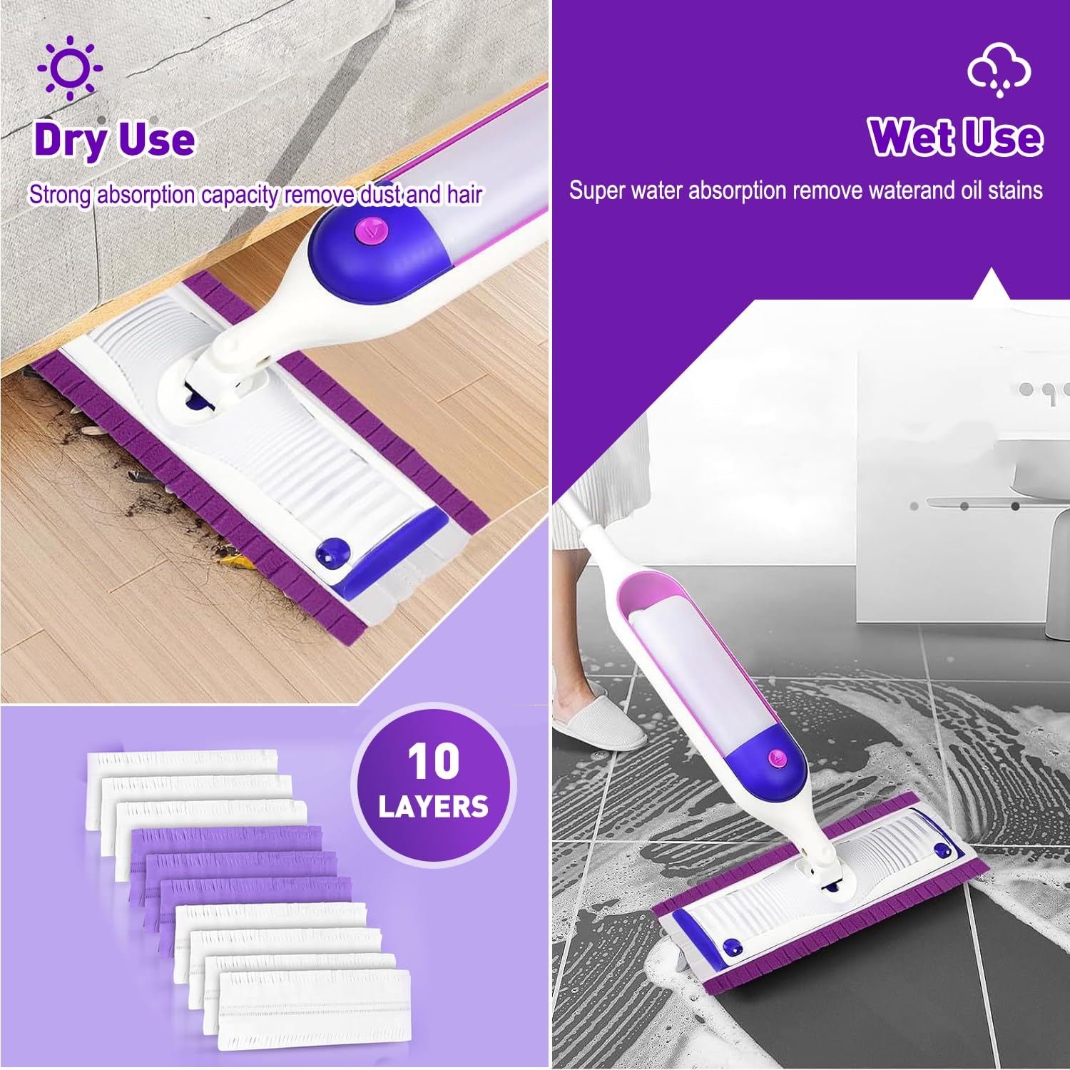 50 Count Thickened Disposable Power Mop Pads Refills for Swiffer PowerMop