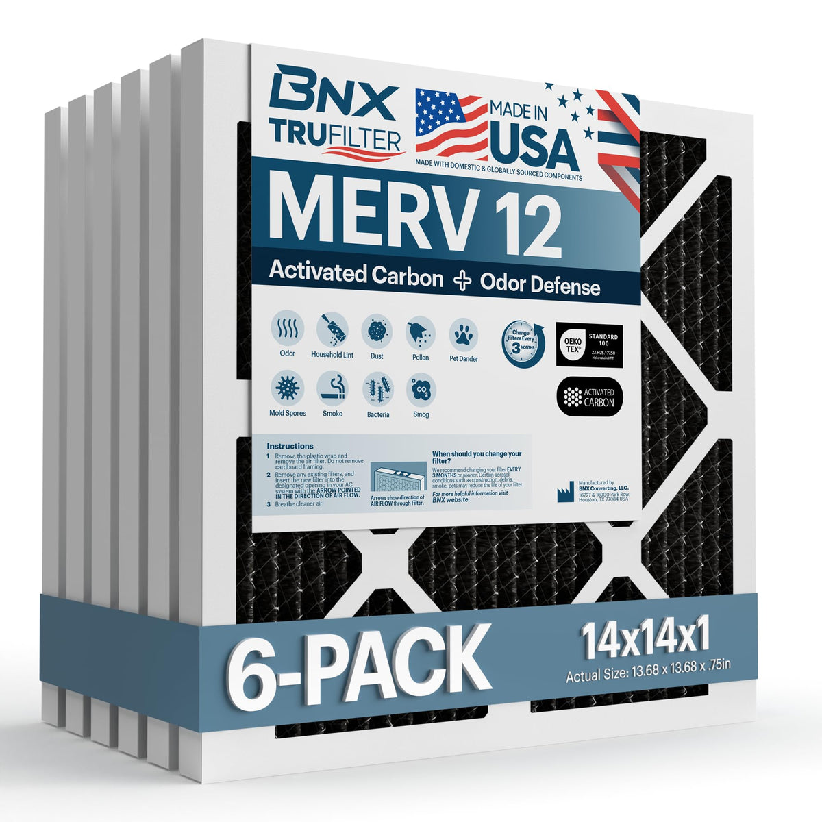TruFilter 14x14x1 MERV 12 Odor Defense (6 Count)