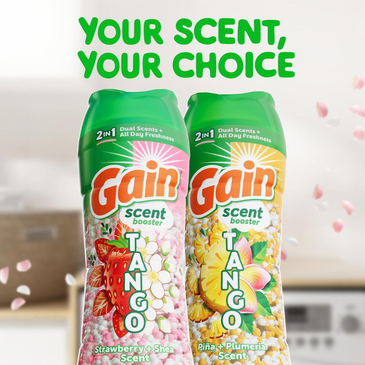 Tango 2-in-1 Laundry Scent Booster Beads, Strawberry and Shea Scent, 10.7 oz, Laundry Beads with Dual Scents Plus All Day Freshness (10.7 Ounce)