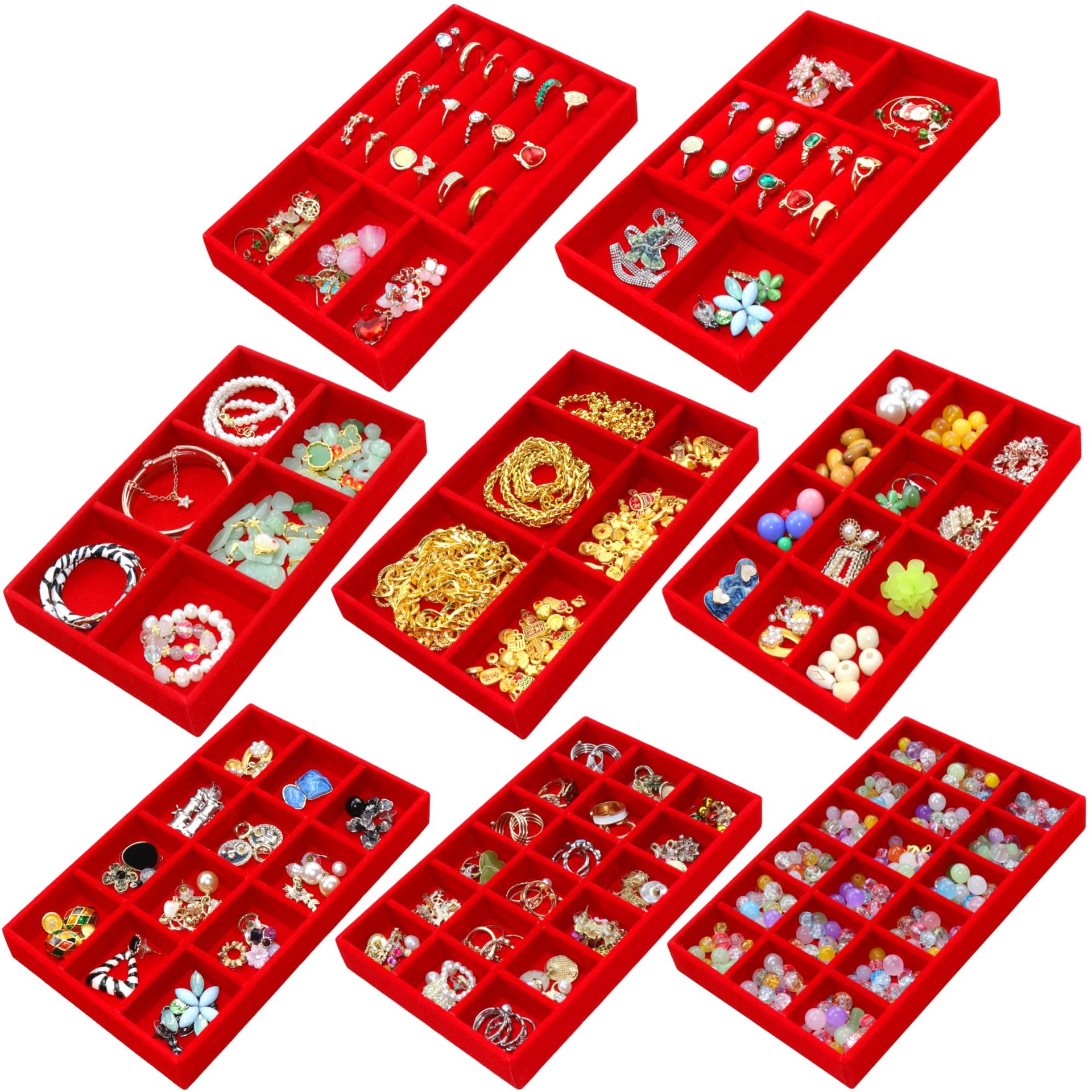 Earring Organizer Stackable Jewelry Storage Box Jewelry Drawer Organizer Removable Display Tray Organizer for Necklace Earring Ring (8 Count)
