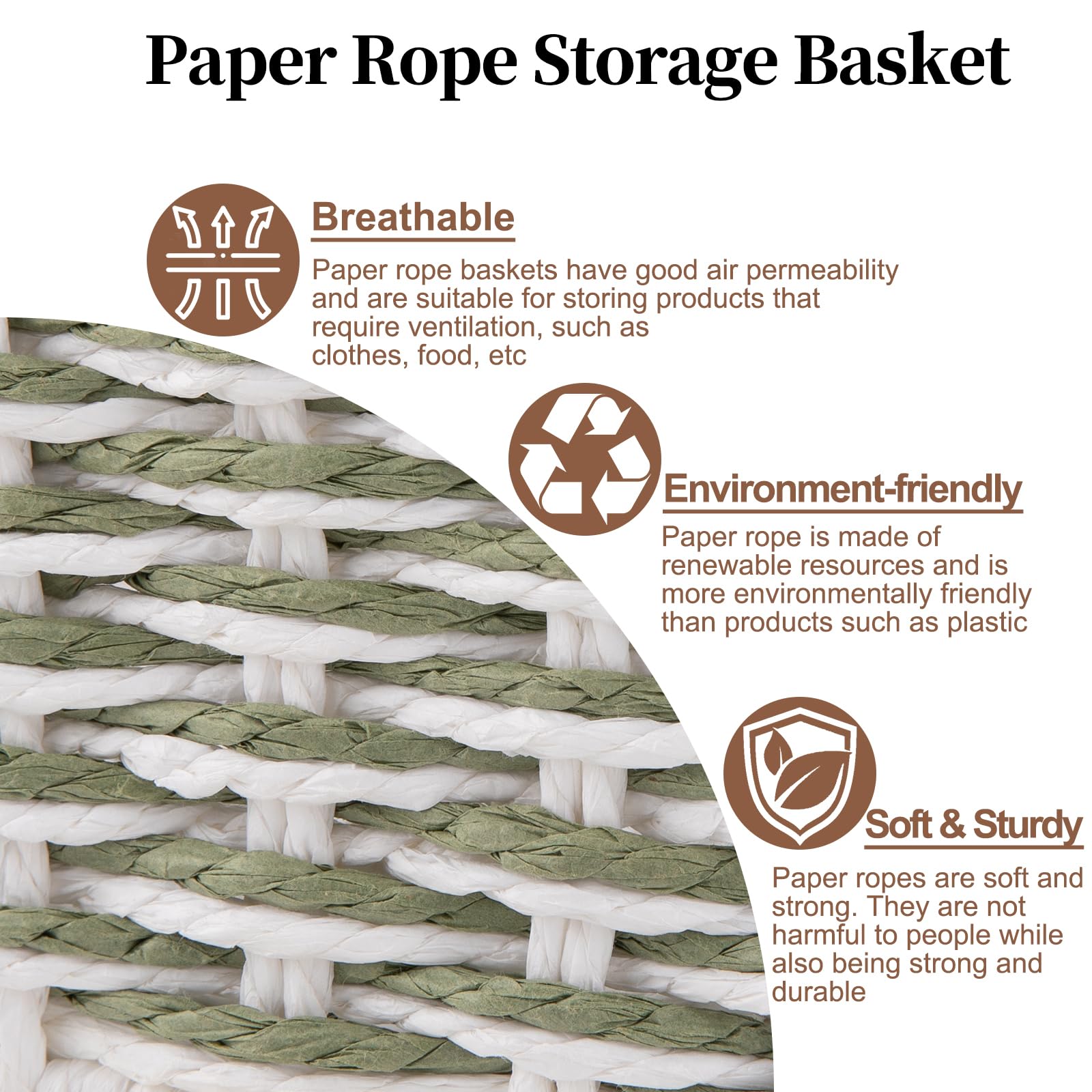 Toilet Paper Baskets Handmade Paper Rope Decorative Wicker Storage Tank Shelf Cabinet Organizer for Bathroom Home (2 Count)
