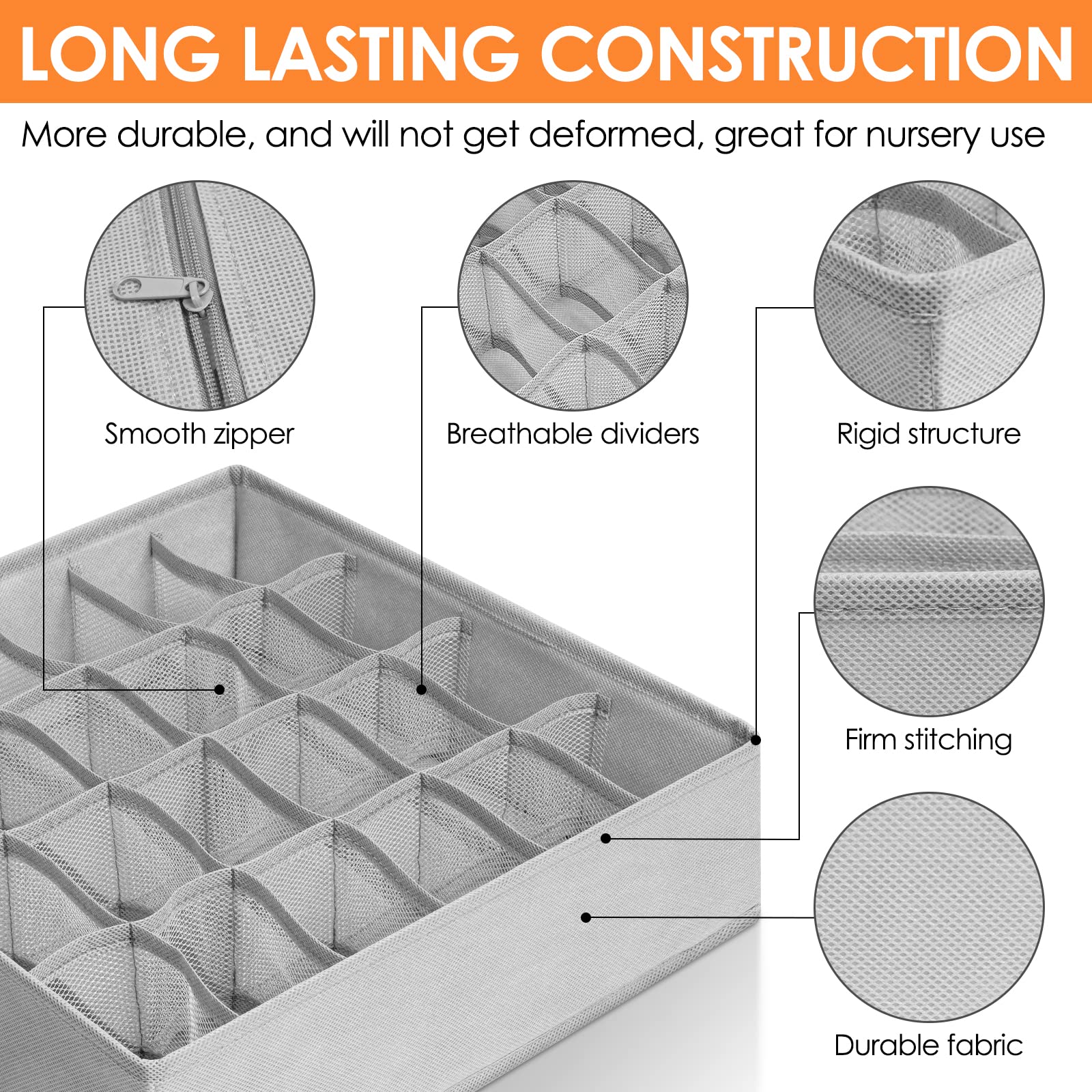 6 Pack Sock Underwear Drawer Organizer Dividers (6 Count)