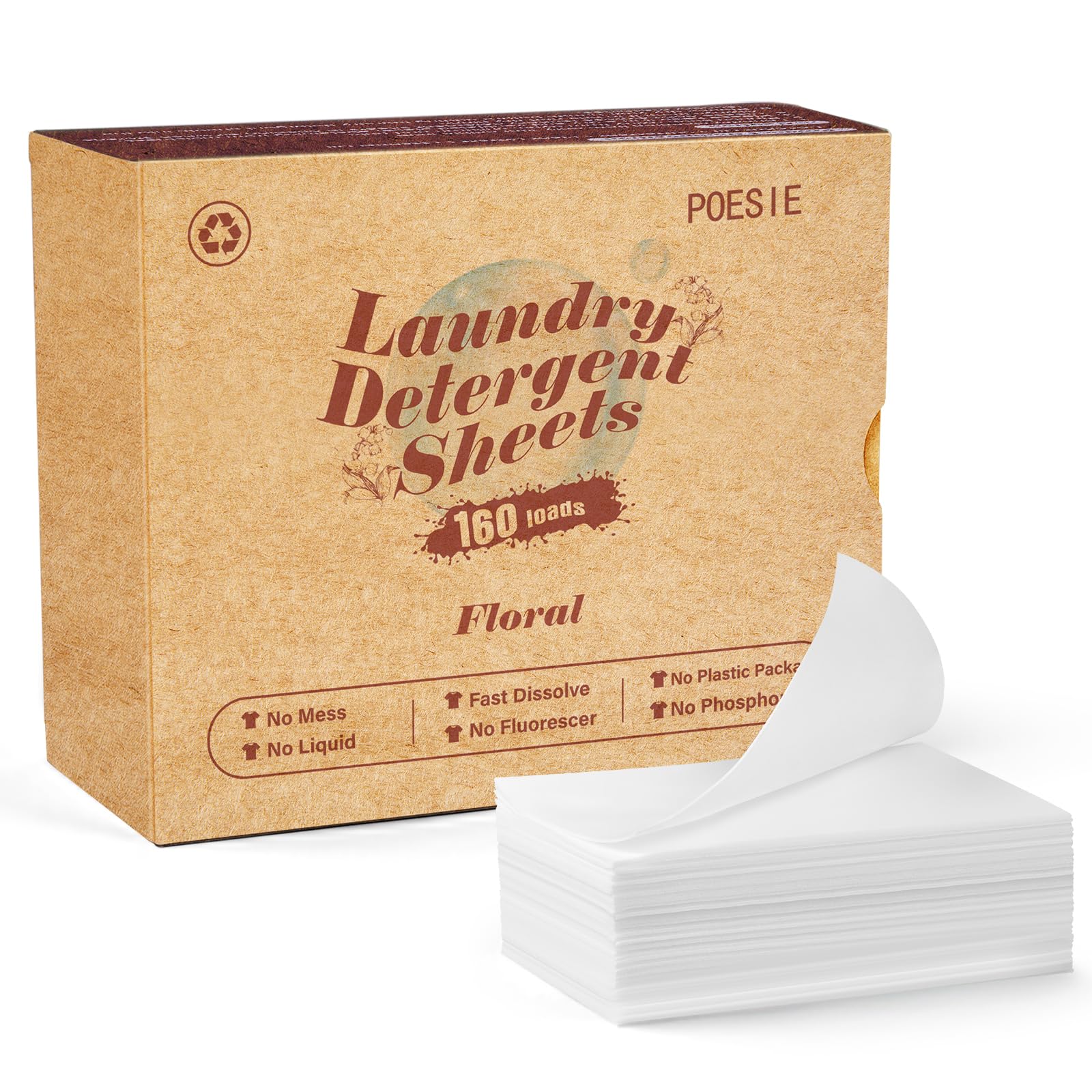 Laundry Detergent Sheets Floral Scent 160 Count College Dorm Essentials for Girls No Messy Liquid Powder Detergent Strips for Clothes Washing