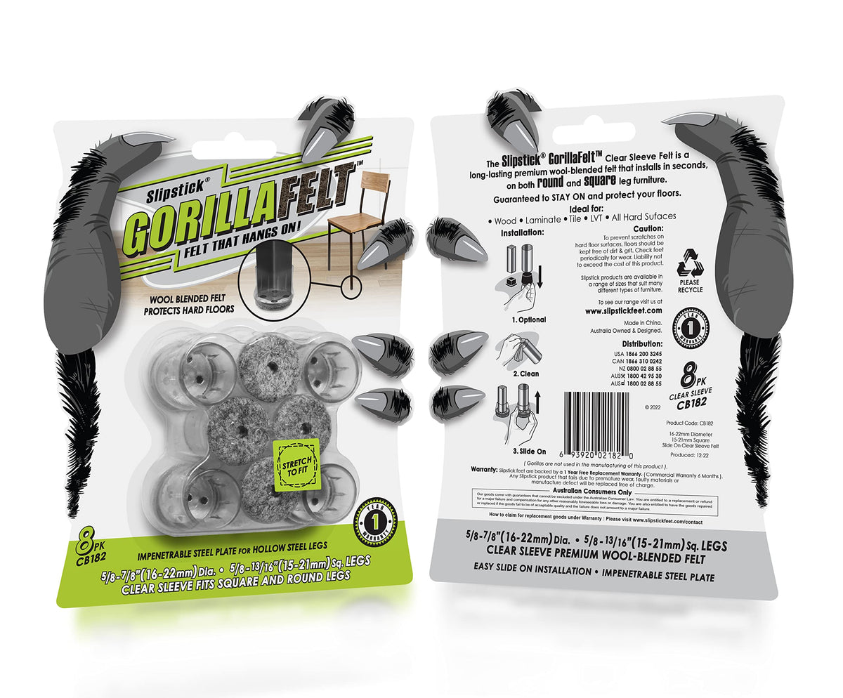 GorillaFelt Chair Leg Floor Protectors for Hardwood Floors