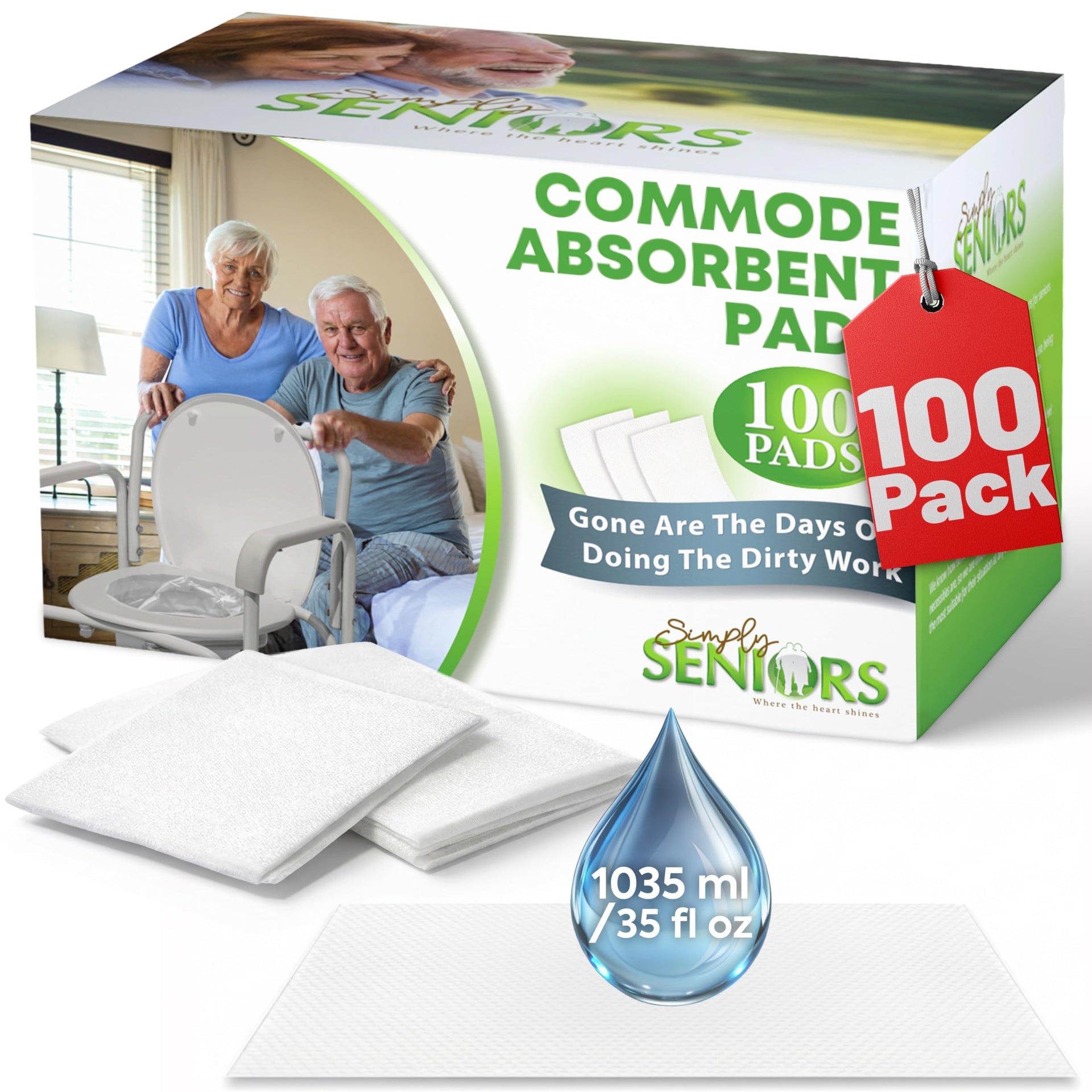 Commode Absorbent Pads for Bedside Commode Liners No Scented (100 Count)