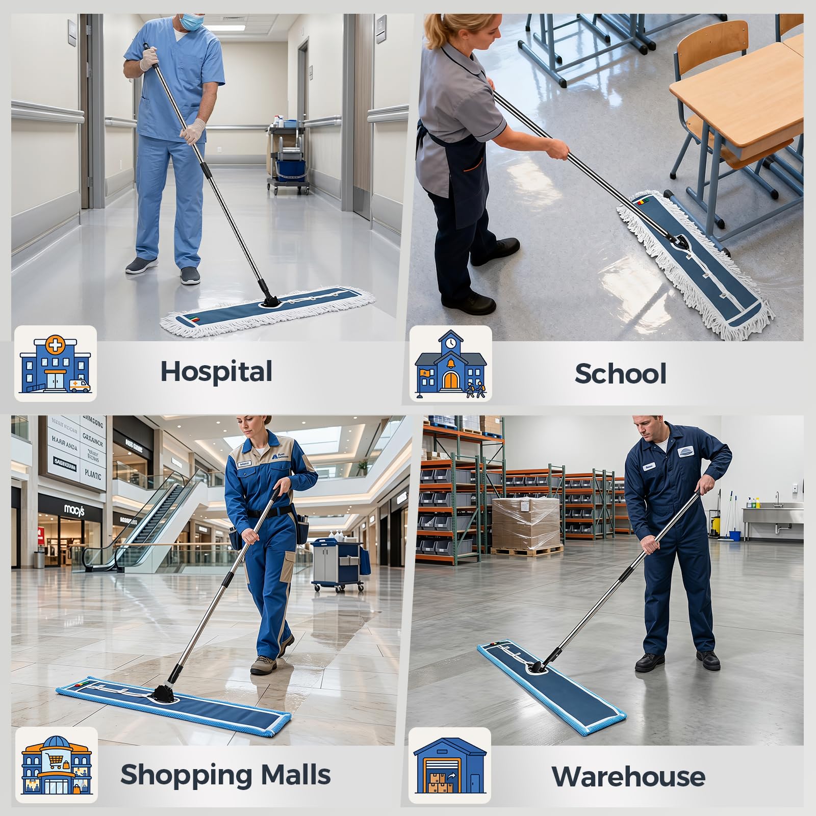 42" Commercial Dust Mop for Floor Cleaning