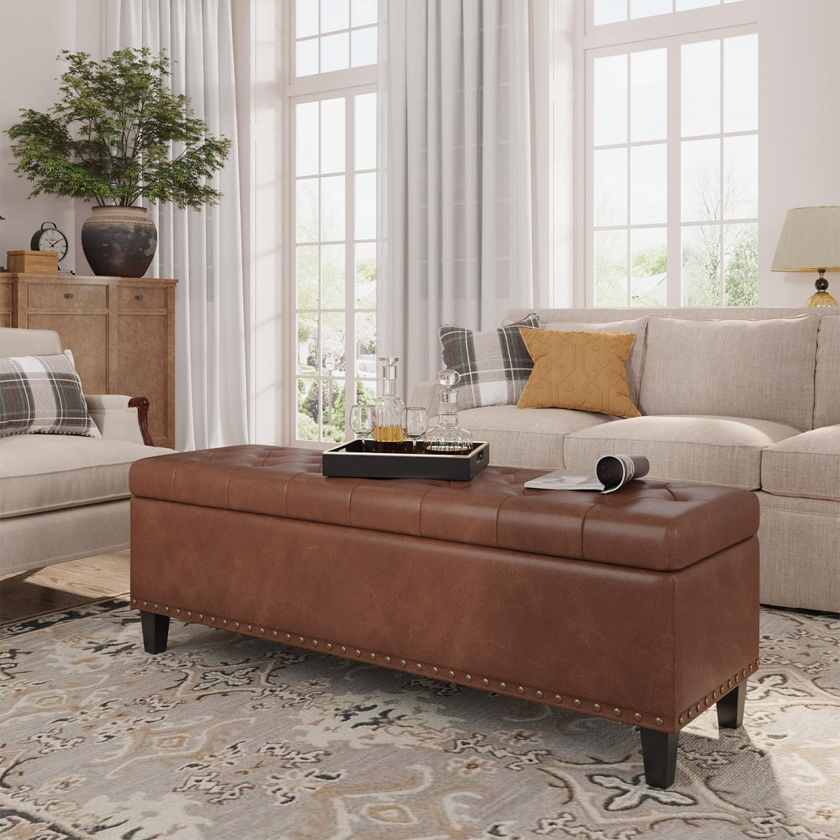 51 Inch Storage Ottoman Bench