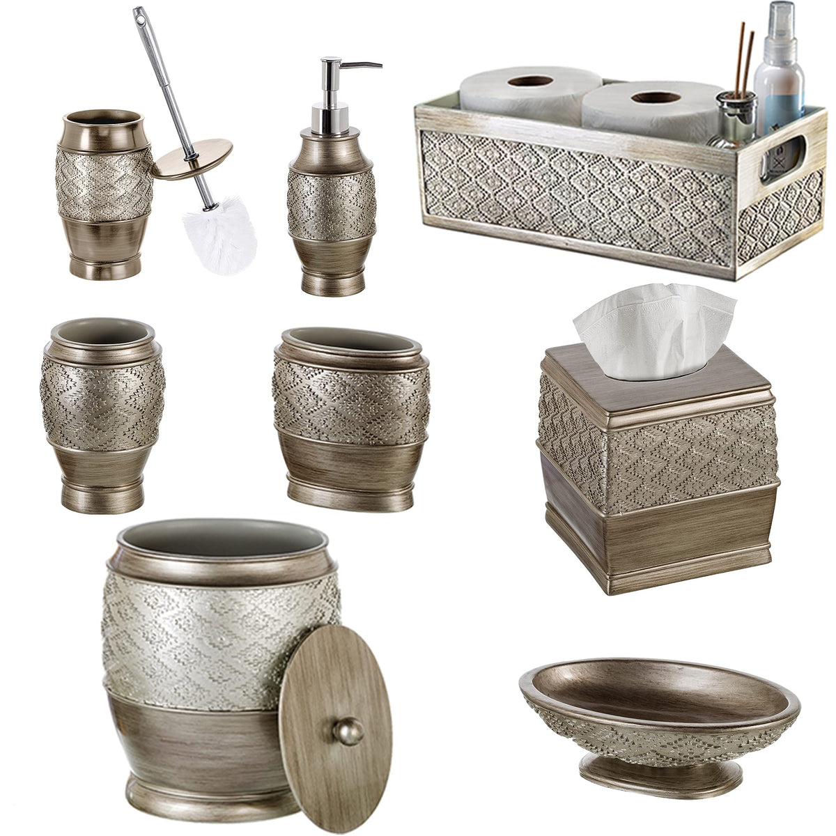 Dublin Silver Toilet Brush Set