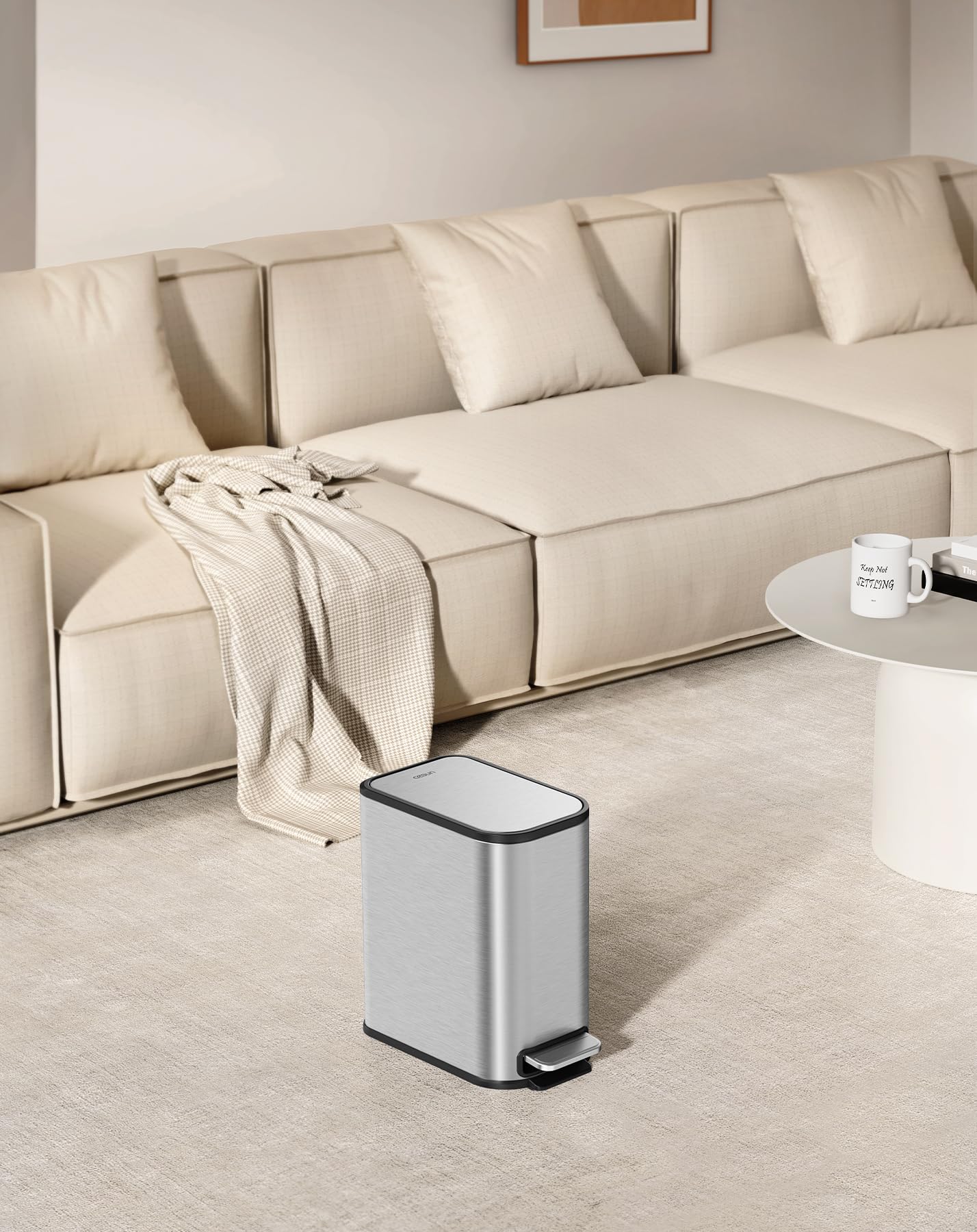 Small Bathroom Trash Can with Lid Soft Close & Pedal