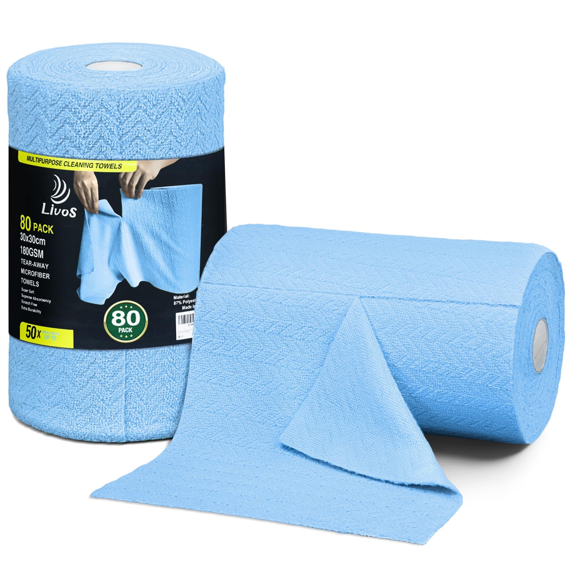 Microfiber Cleaning Cloth Roll (80 Count)