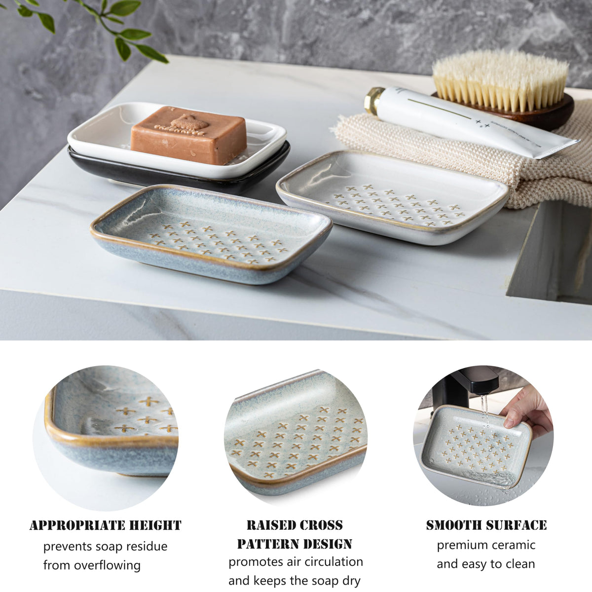 Ceramic Soap Dish for Bar Soap