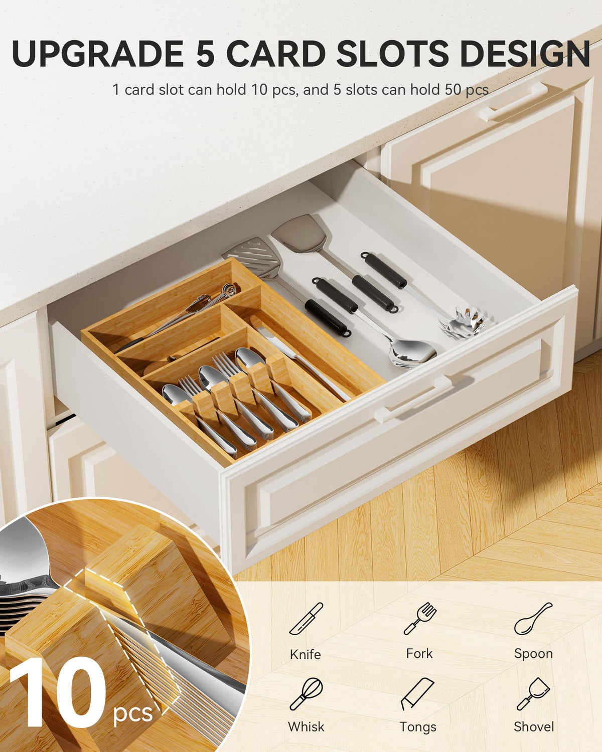 Bamboo Silverware Organizer