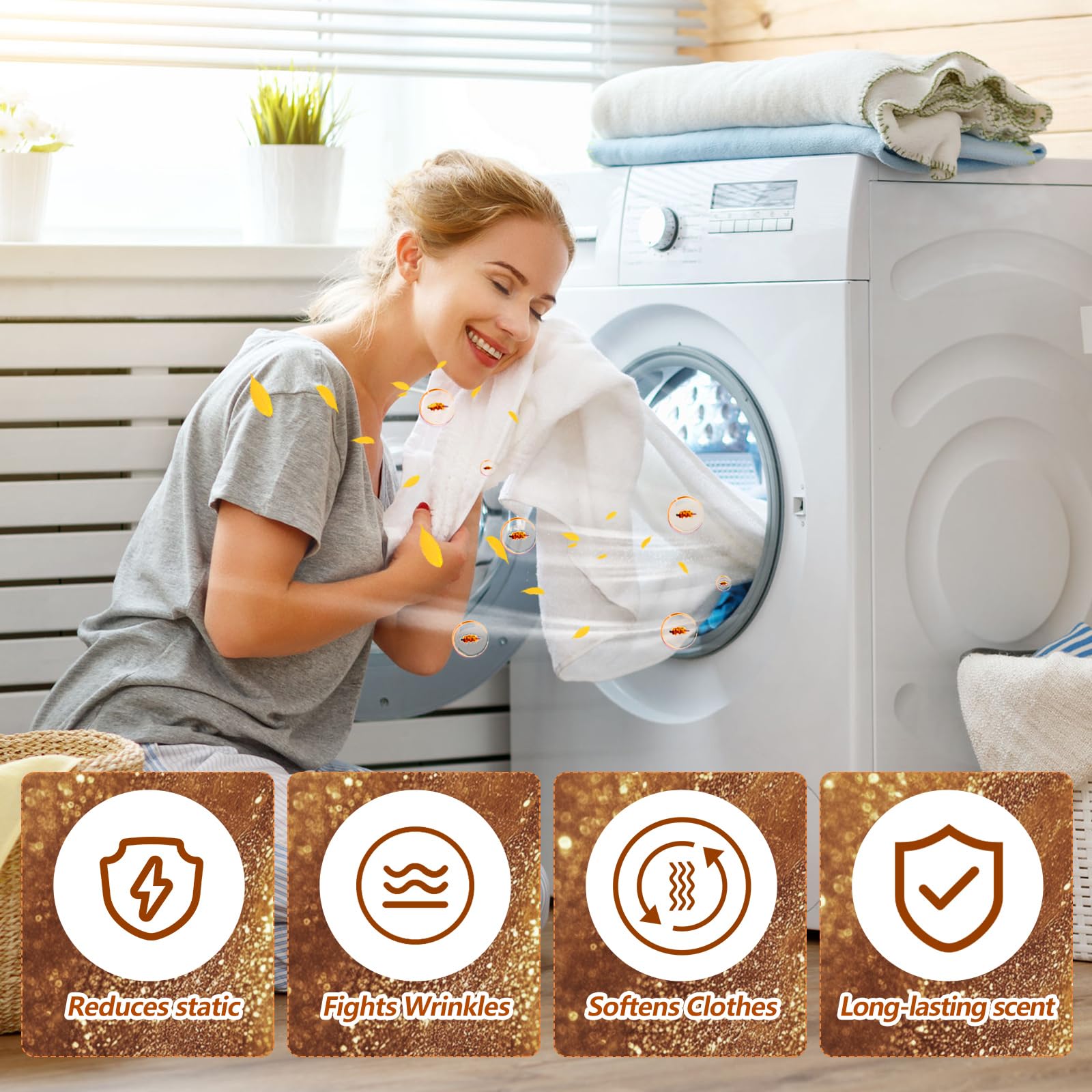 600 Count Dryer Sheets Bulk Fabric Softener Amber Vanilla Scent Dryer Sheets Naturally Softens and Removes Static Cling