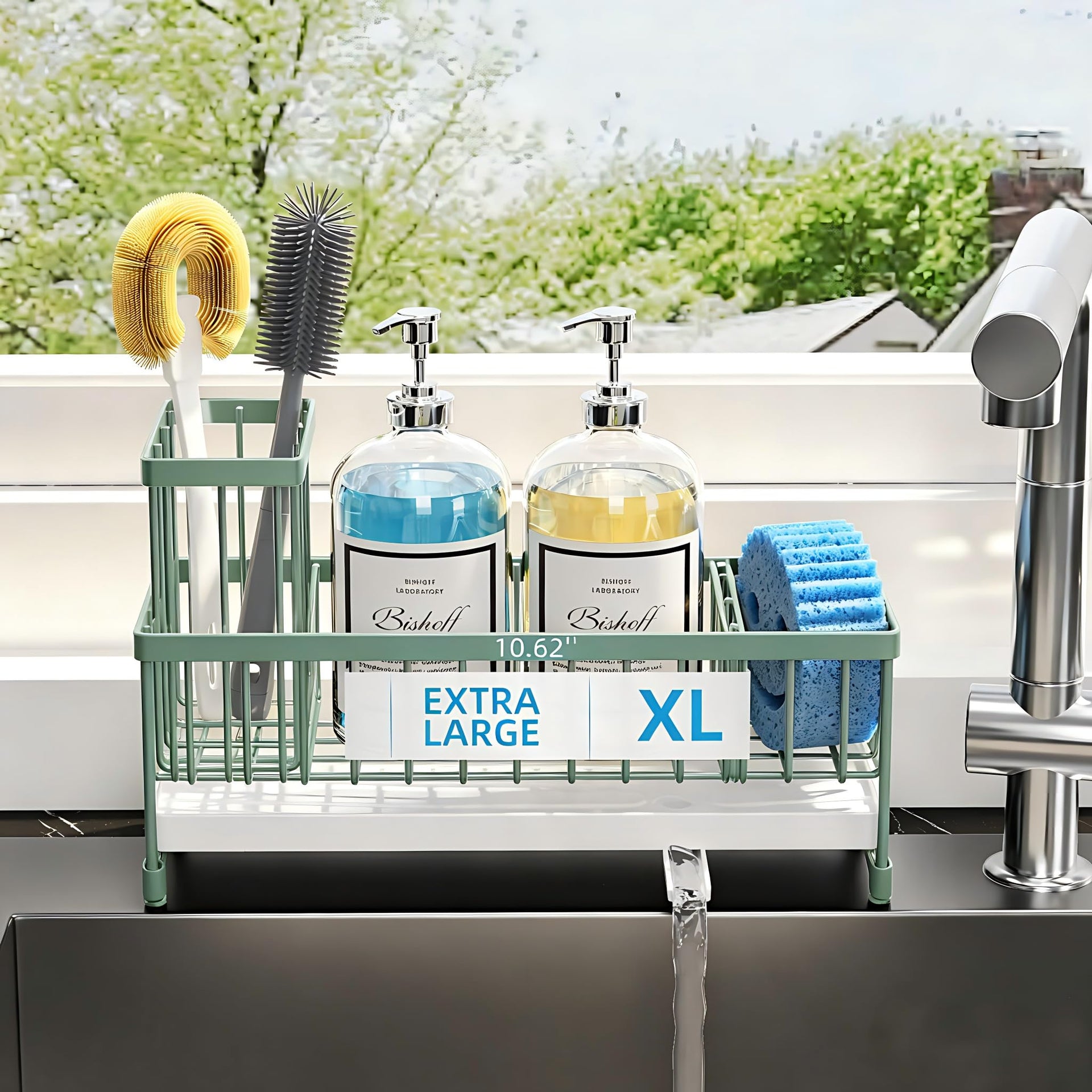 Extra Large Sponge Holder for Kitchen Sink Organizer Caddy