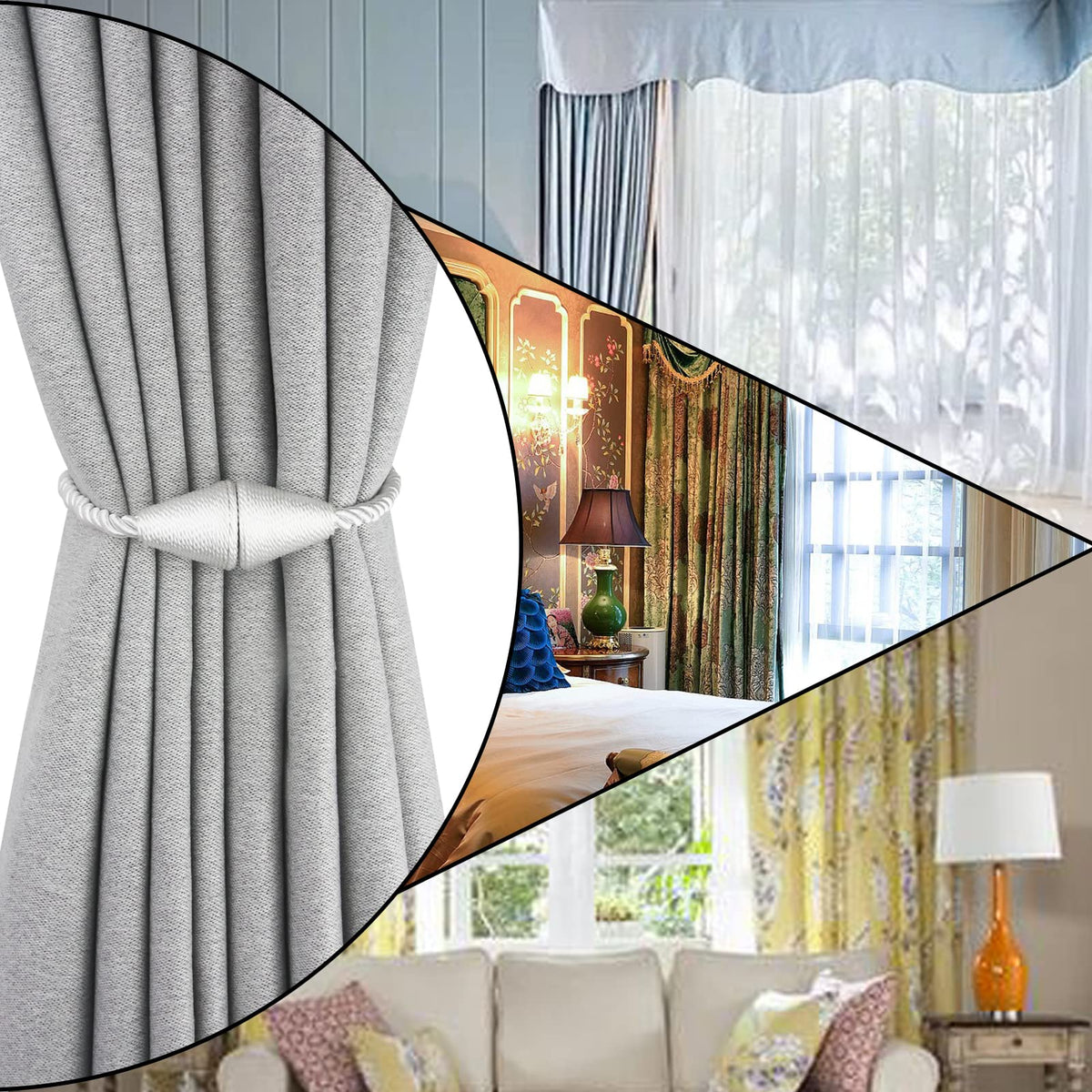 Magnetic Curtain Tiebacks Rope Decorative Holdbacks for Drapes Nieffeiy