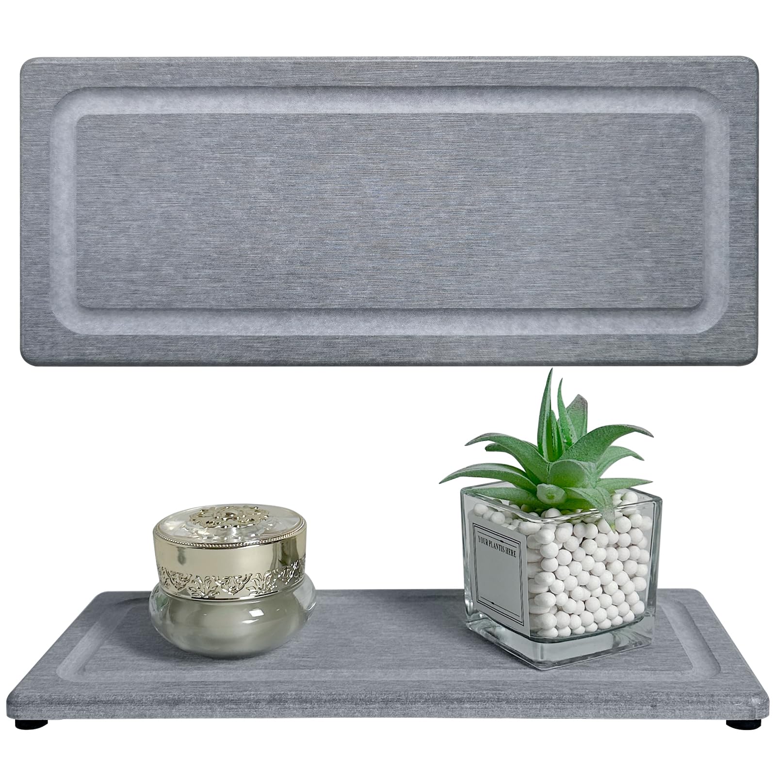 2 PCS Water Absorbing Stone Trays for Bathroom Sink Fast Drying Coasters (2 Count)