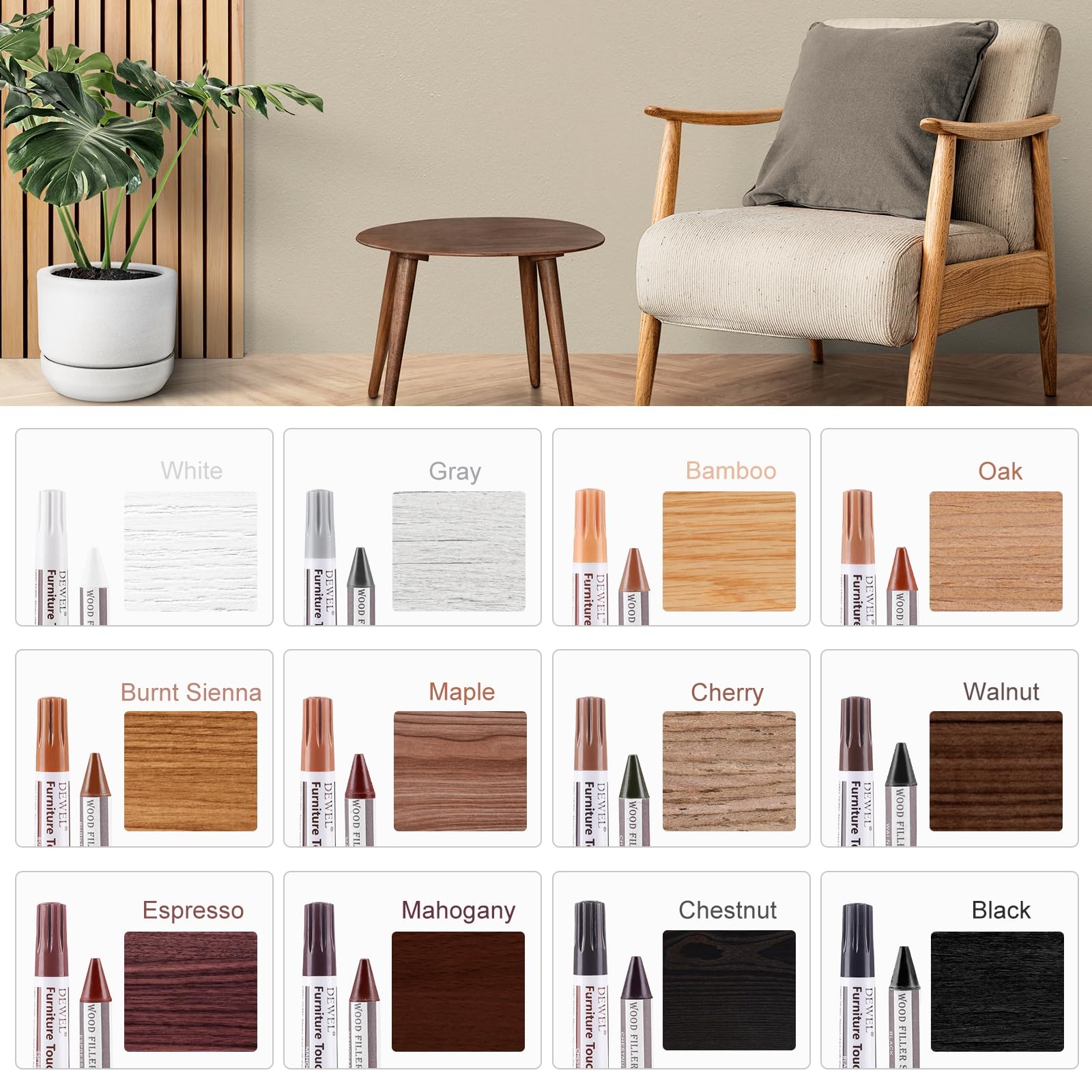 Wood Furniture Markers & Filler Sticks Repair Kit (25 Count)