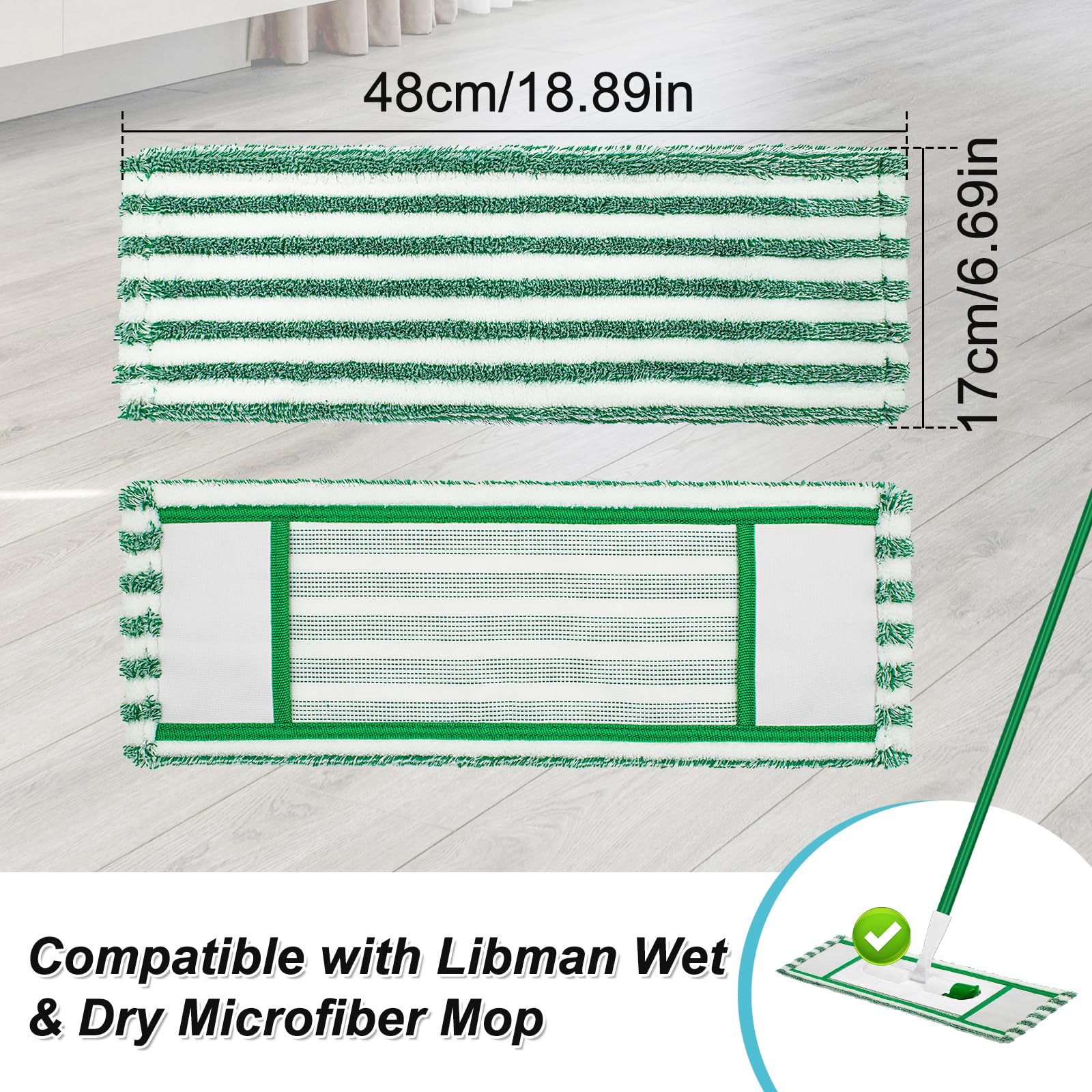 Microfiber Mop Refills Compatible with Libman Wet & Dry Microfiber Mop (2 Count)