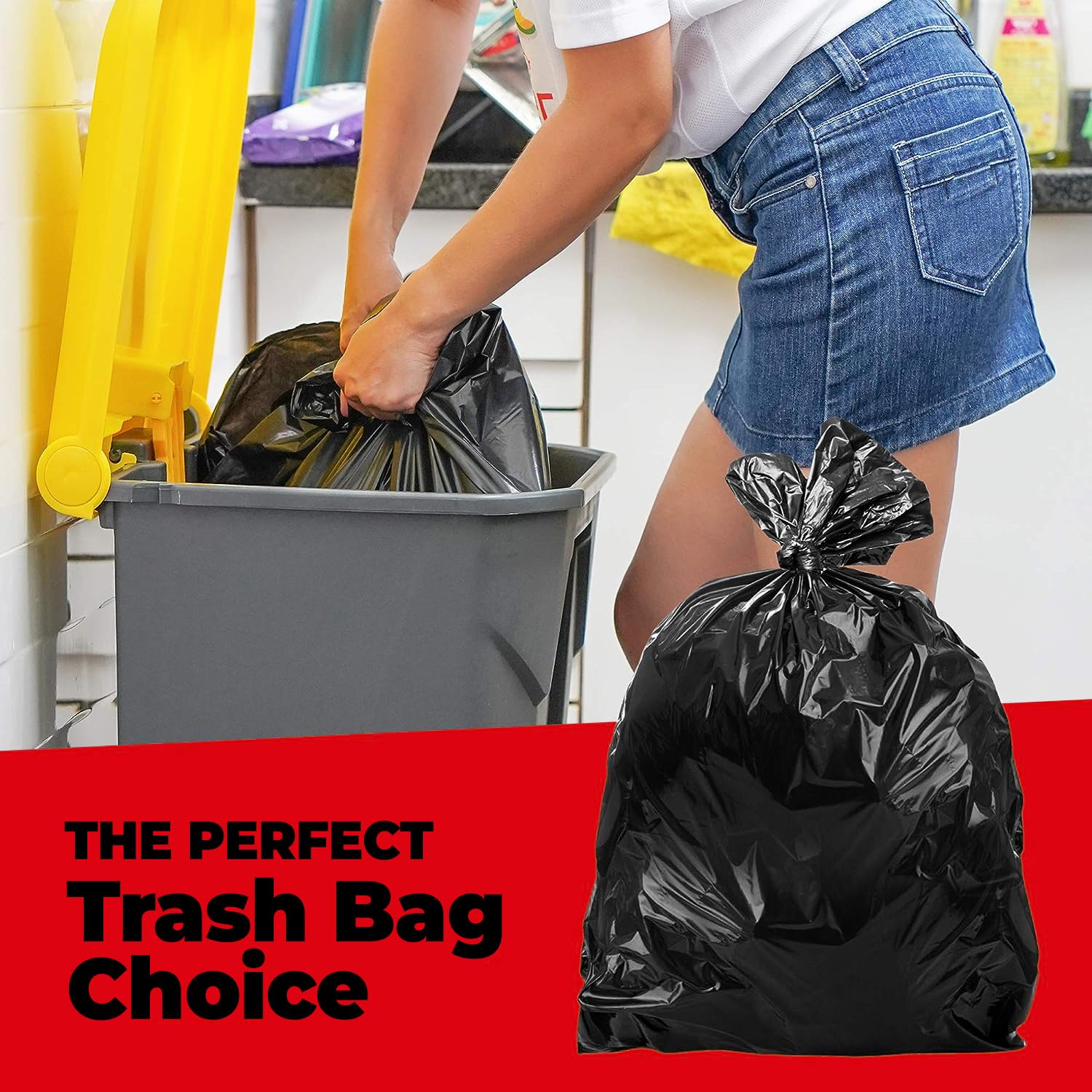33 Gallon Durable Black Trash Bags (100 Count)