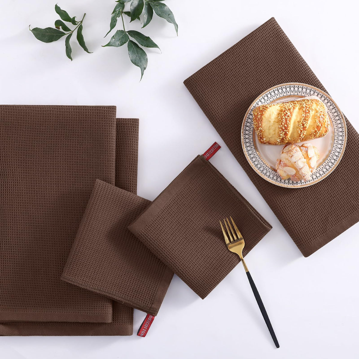 100% Cotton Kitchen Towels and Dishcloths Set (12 Count)