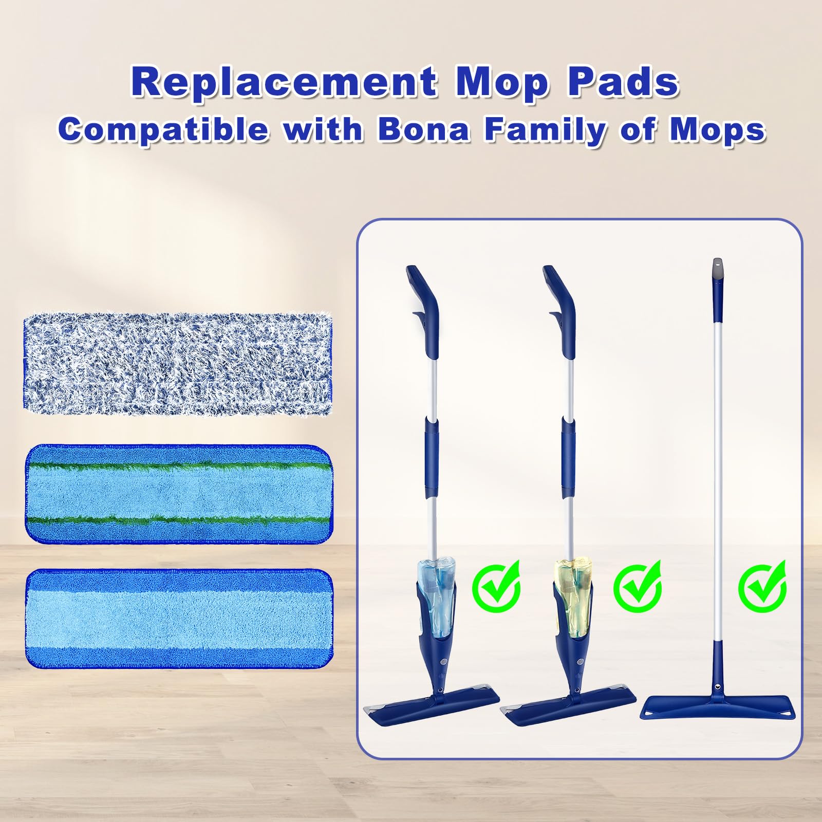 6 Pack Microfiber Cleaning Replacement Pad for Bona Mop (6 Count)