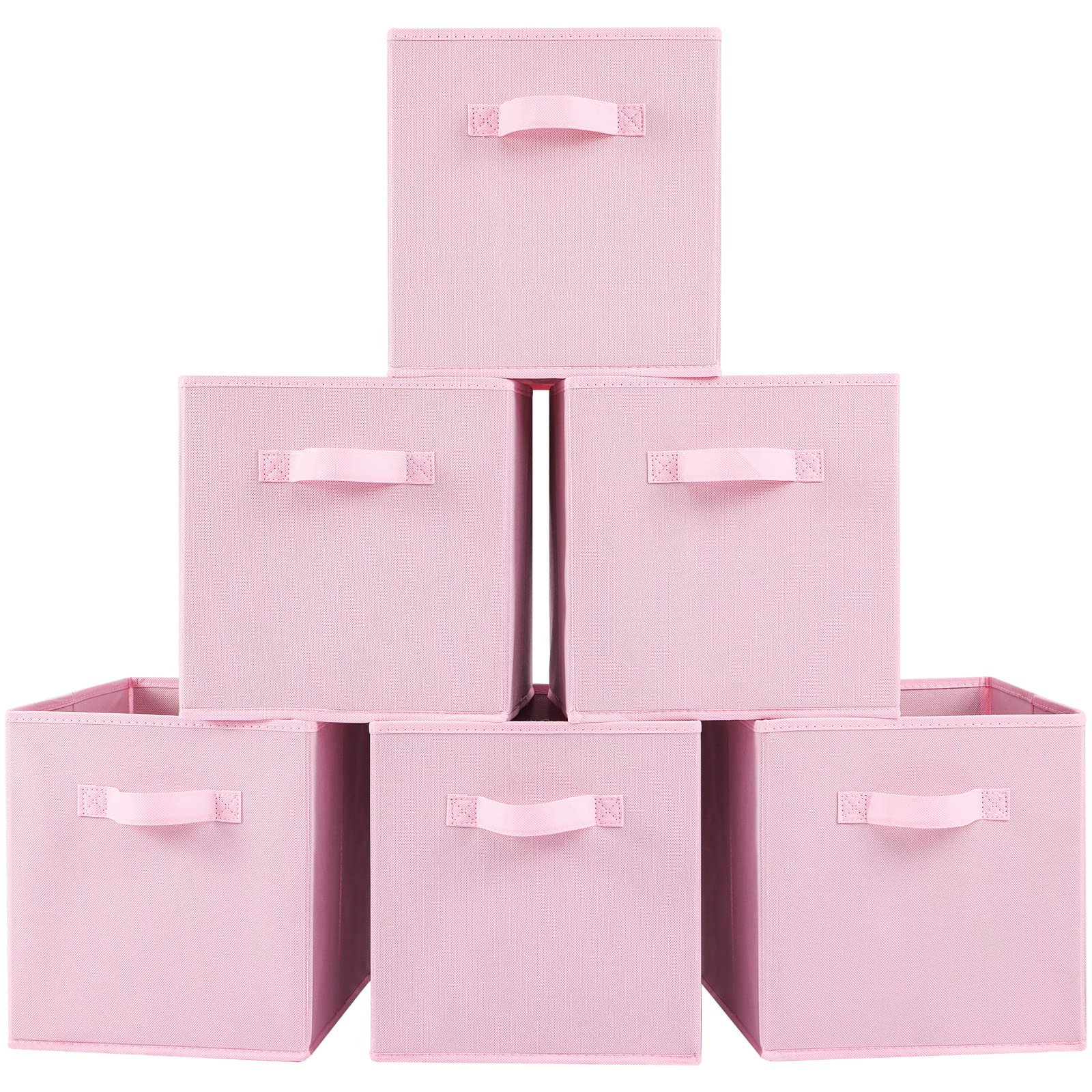 13x13x13 Inch Fabric Storage Bins 6 Pack Fun Colored Durable Storage Cubes with Handles Foldable Cube Baskets for Home (6 Count)