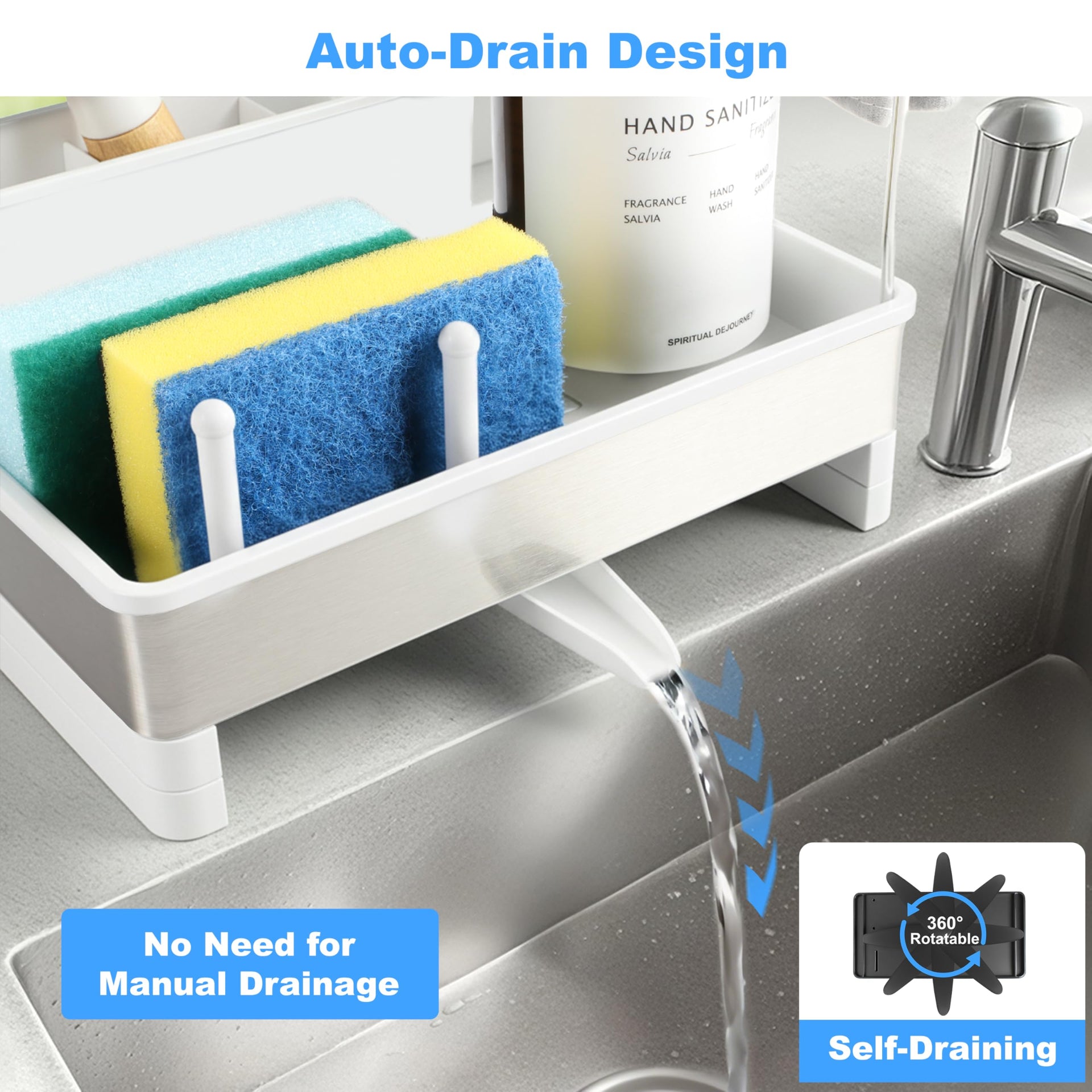 Sponge Holder for Kitchen Sink Caddy Organizer