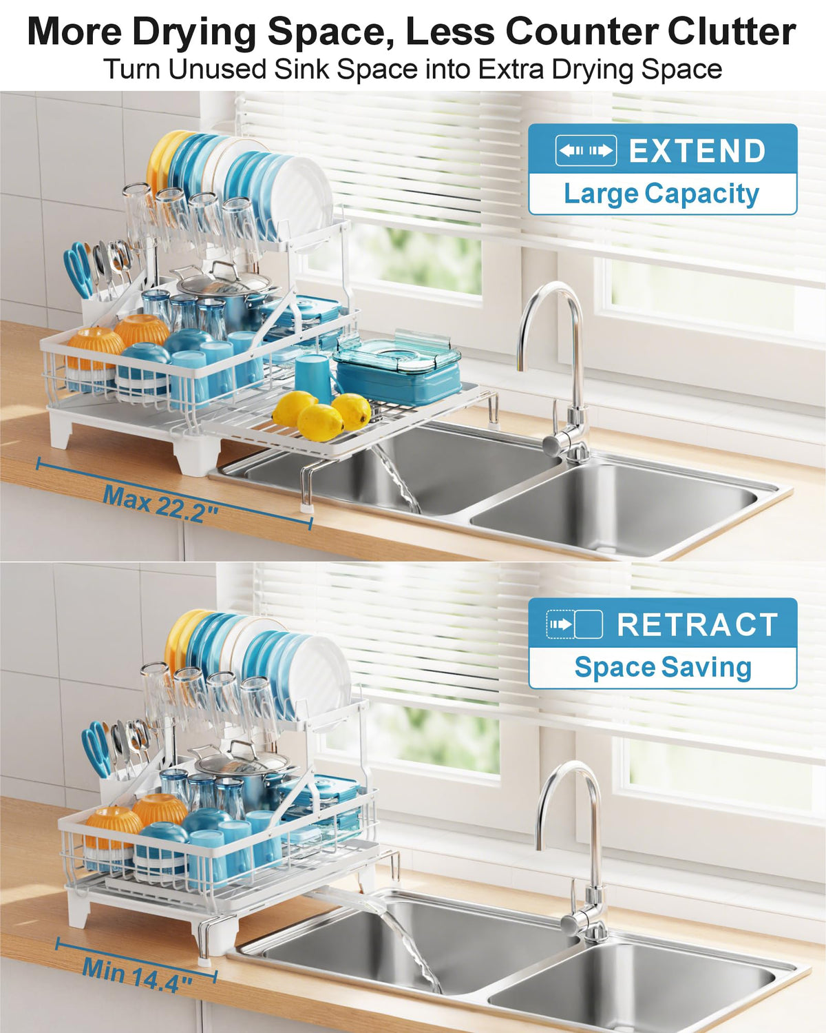 Large Expandable 2 Tier Dish Drying Rack