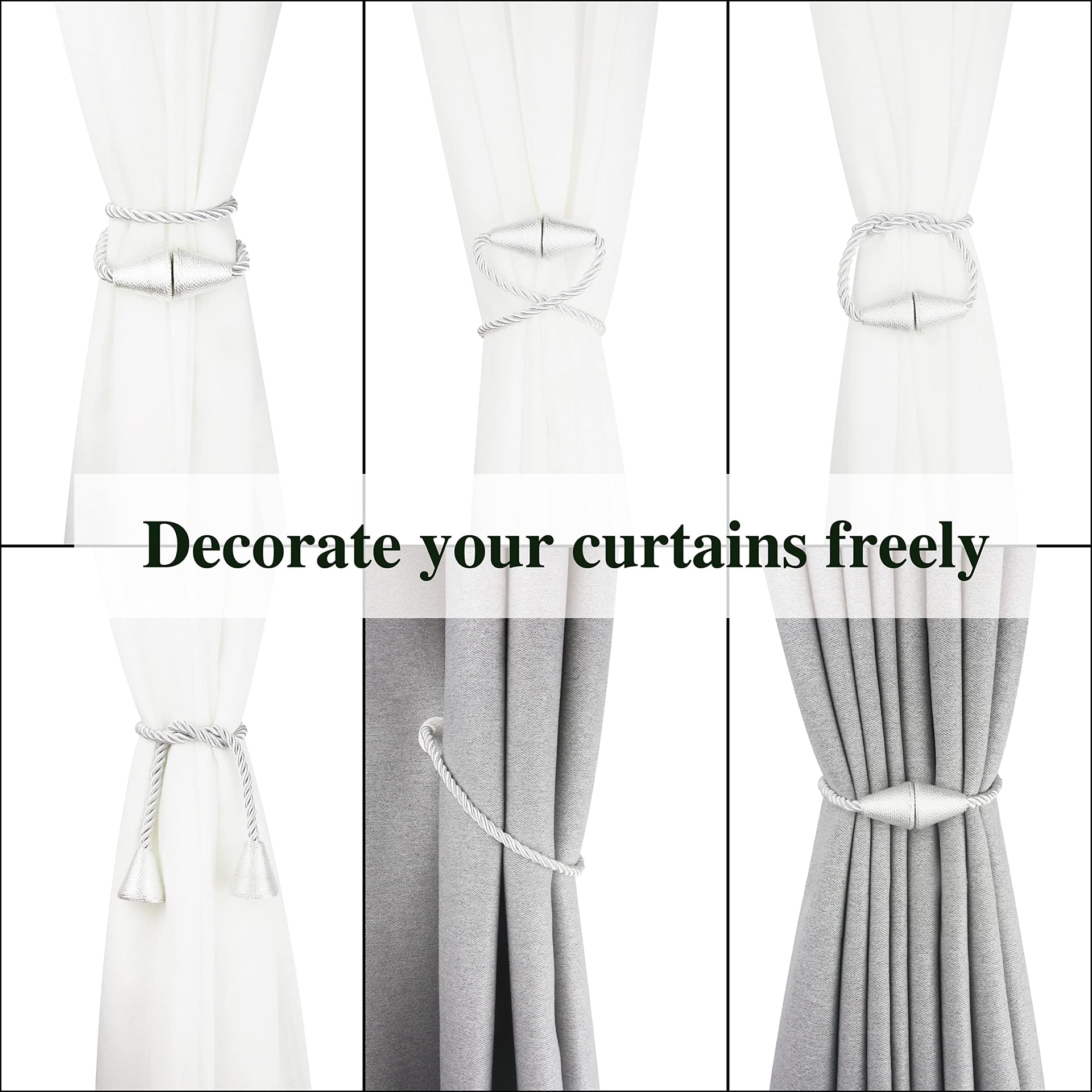 Magnetic Curtain Tiebacks Rope Decorative Holdbacks for Drapes Nieffeiy