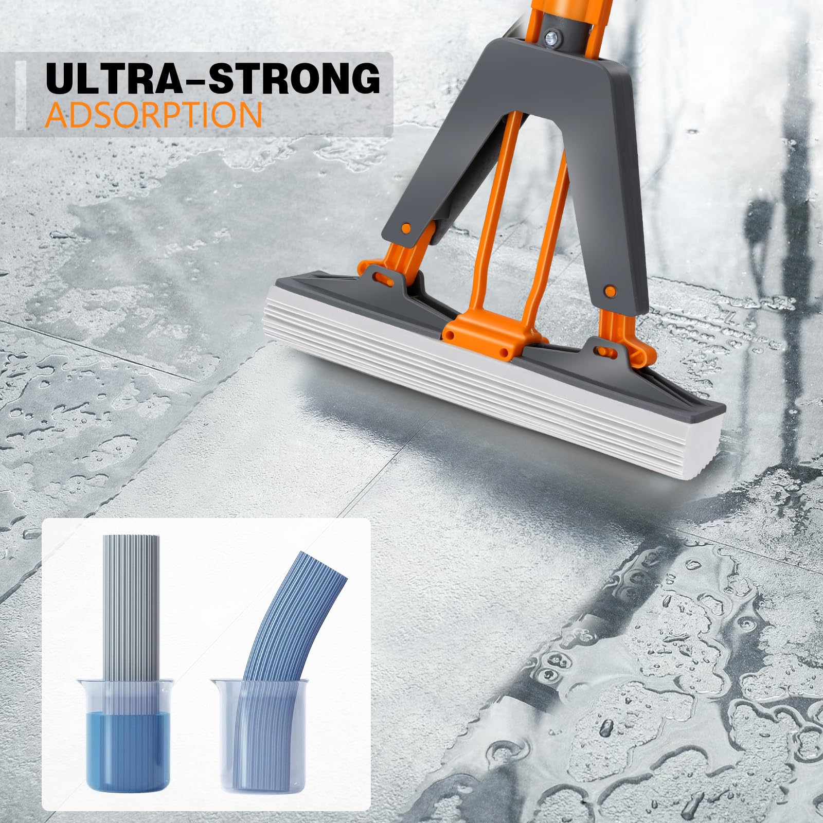 Sponge Mop Masthome PVA Squeeze Mop with 3 Absorbent Mop Refills