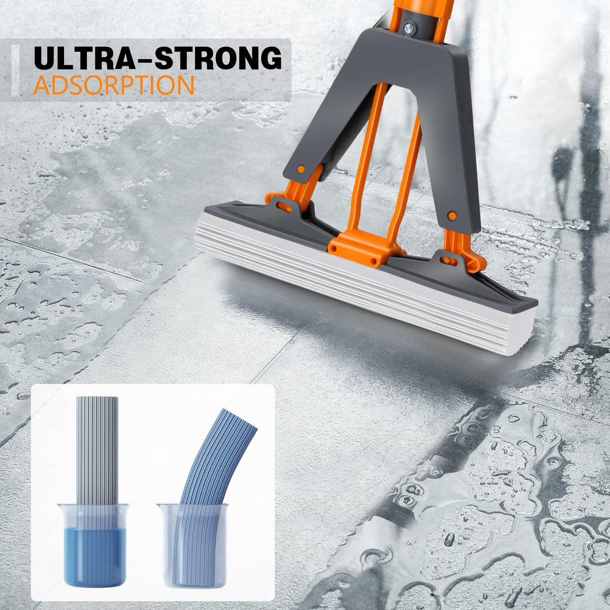 Sponge Mop Masthome PVA Squeeze Mop with 3 Absorbent Mop Refills