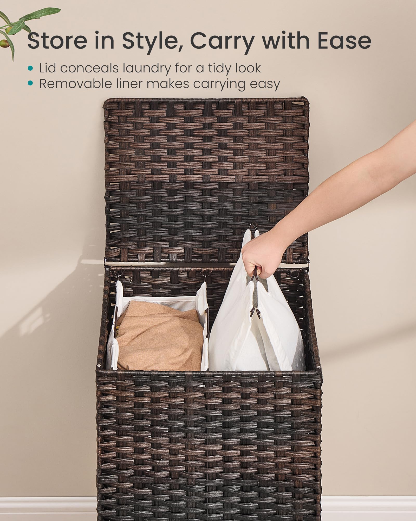 2 Section Laundry Hamper with Lid