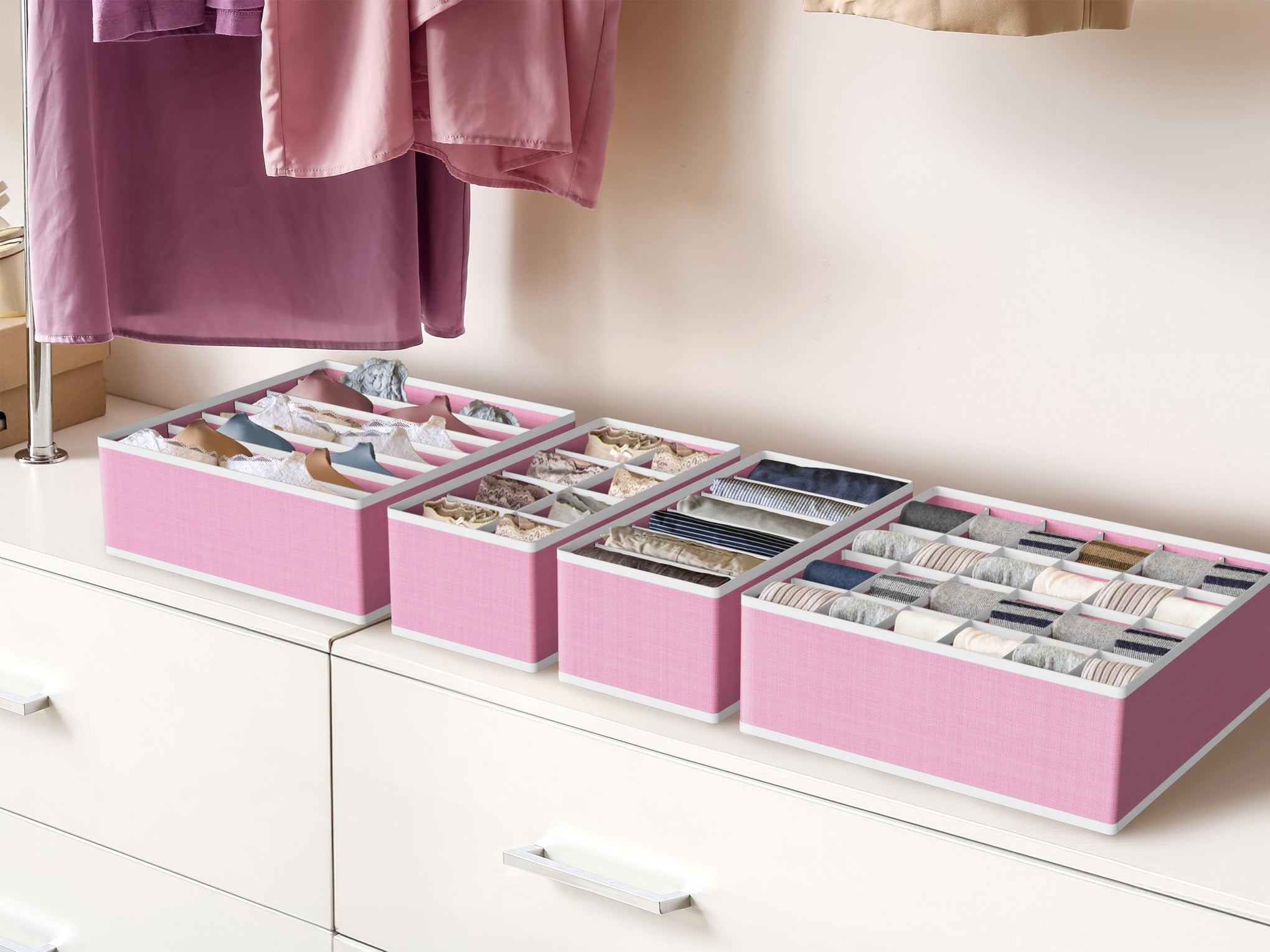 4 Pack Drawer Organizer Set for Underwear (4 Count)